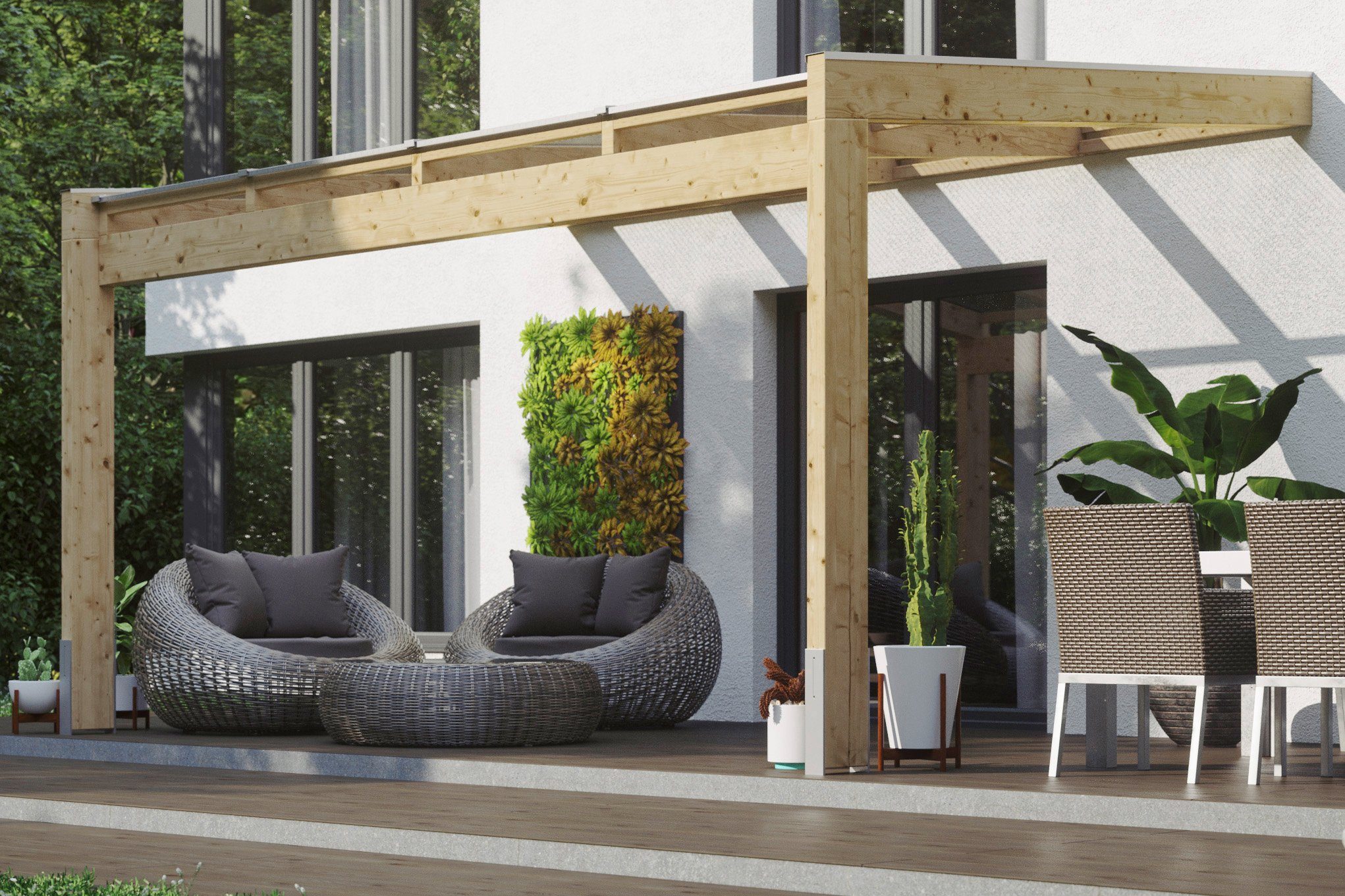Skanholz Terrassendach Novara, BxT: 450x309 cm, Bedachung Doppelstegplatten, BxT: 450x309 cm