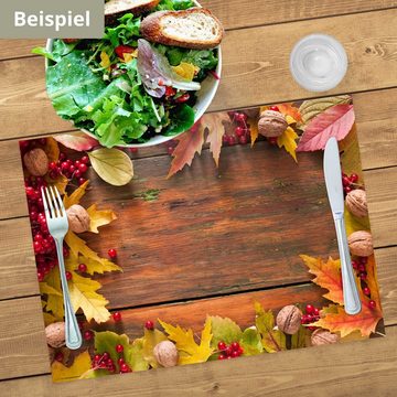 Platzset, Tischsets I Platzsets - Herbst - Blätter und Walnüsse, Tischsetmacher, (aus Naturpapier in Aufbewahrungsmappe, 12-St., 44 x 32 cm / bunt)