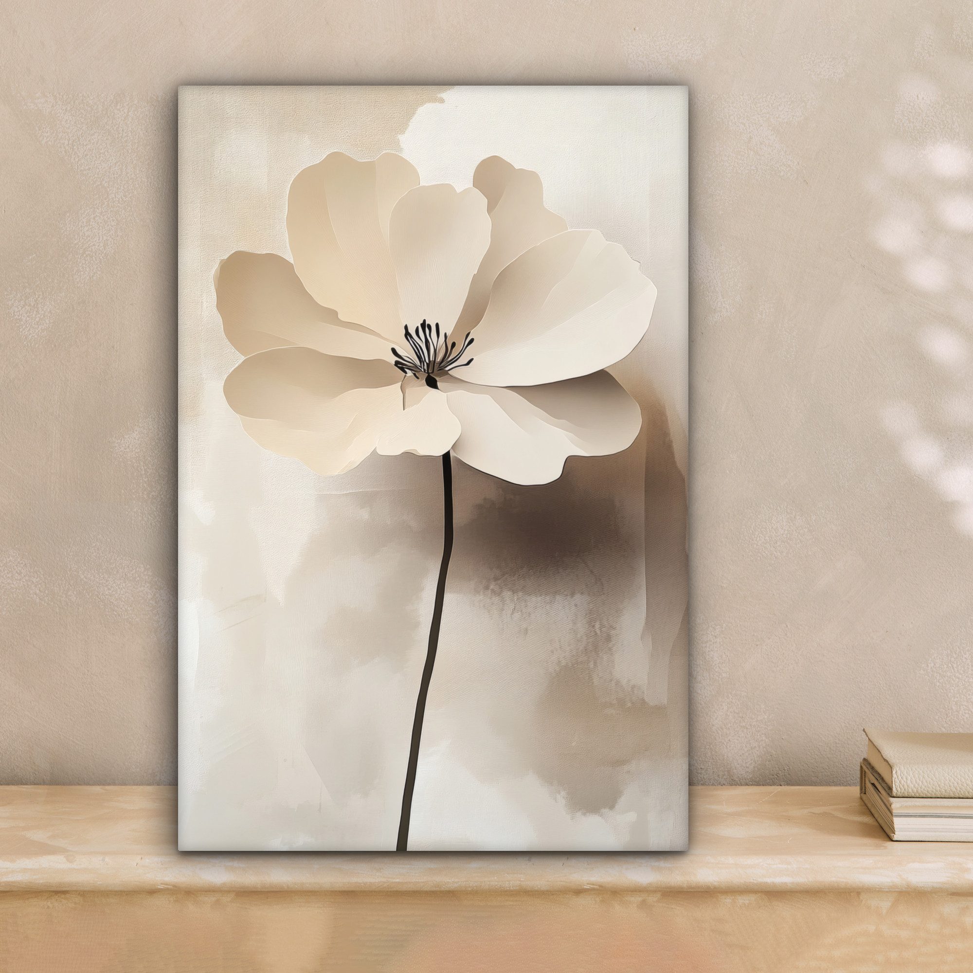 OneMillionCanvasses® Leinwandbild Blume - Beige - Farbe - Schatten, Fotodru günstig online kaufen