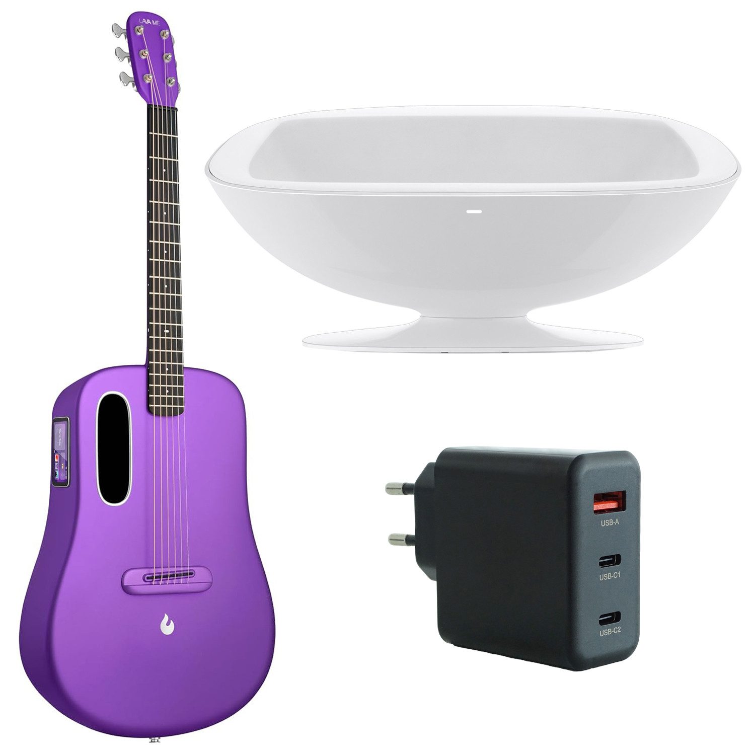 Westerngitarre Lava Music Gitarre ME 4 38 Zoll Lila mit Ladestation