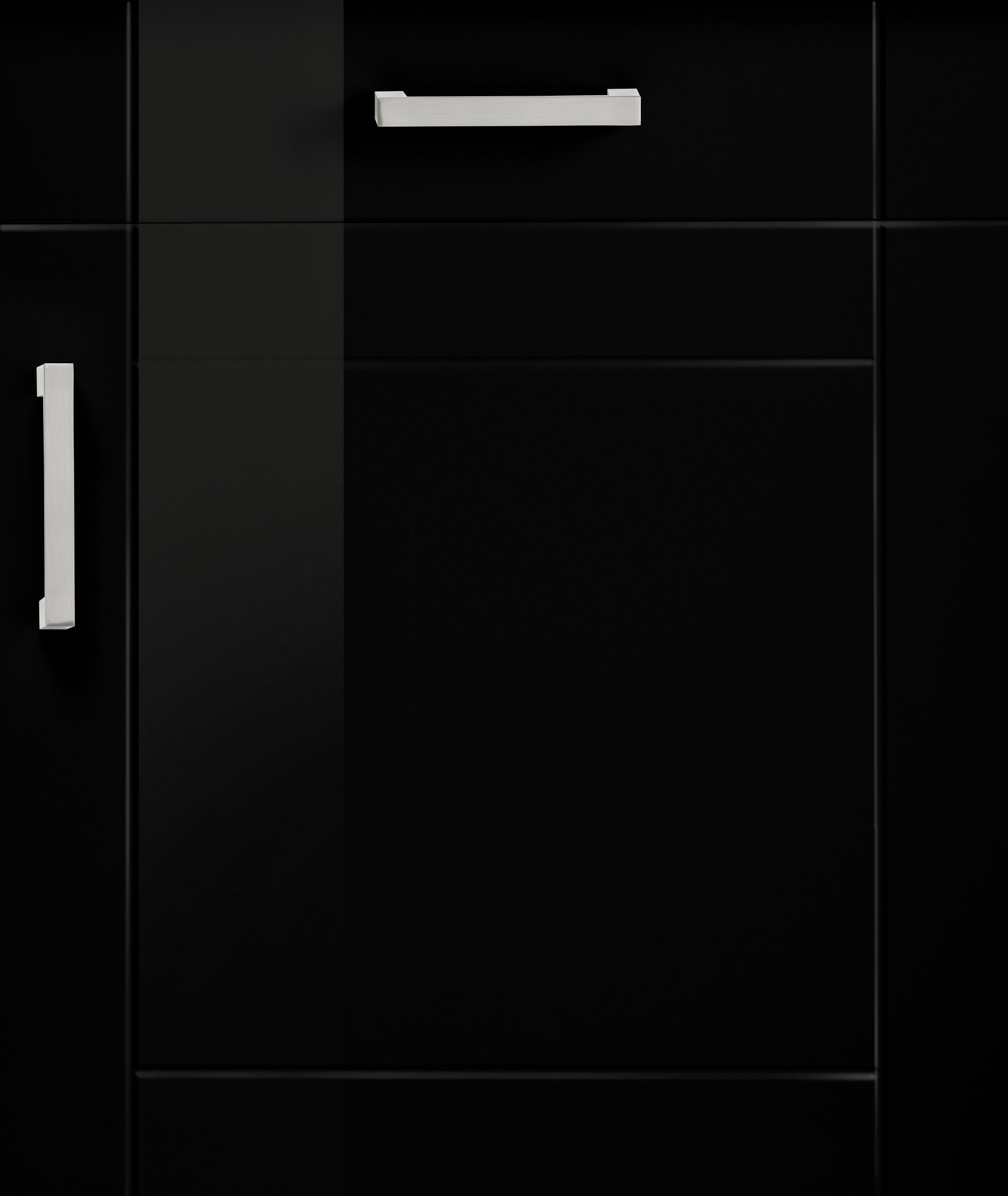 HELD MÖBEL Unterschrank Tinnum Auszüge Fronten, 3 wotaneiche | 180 breit, schwarz MDF cm Schubkästen, Metallgriffe, 2