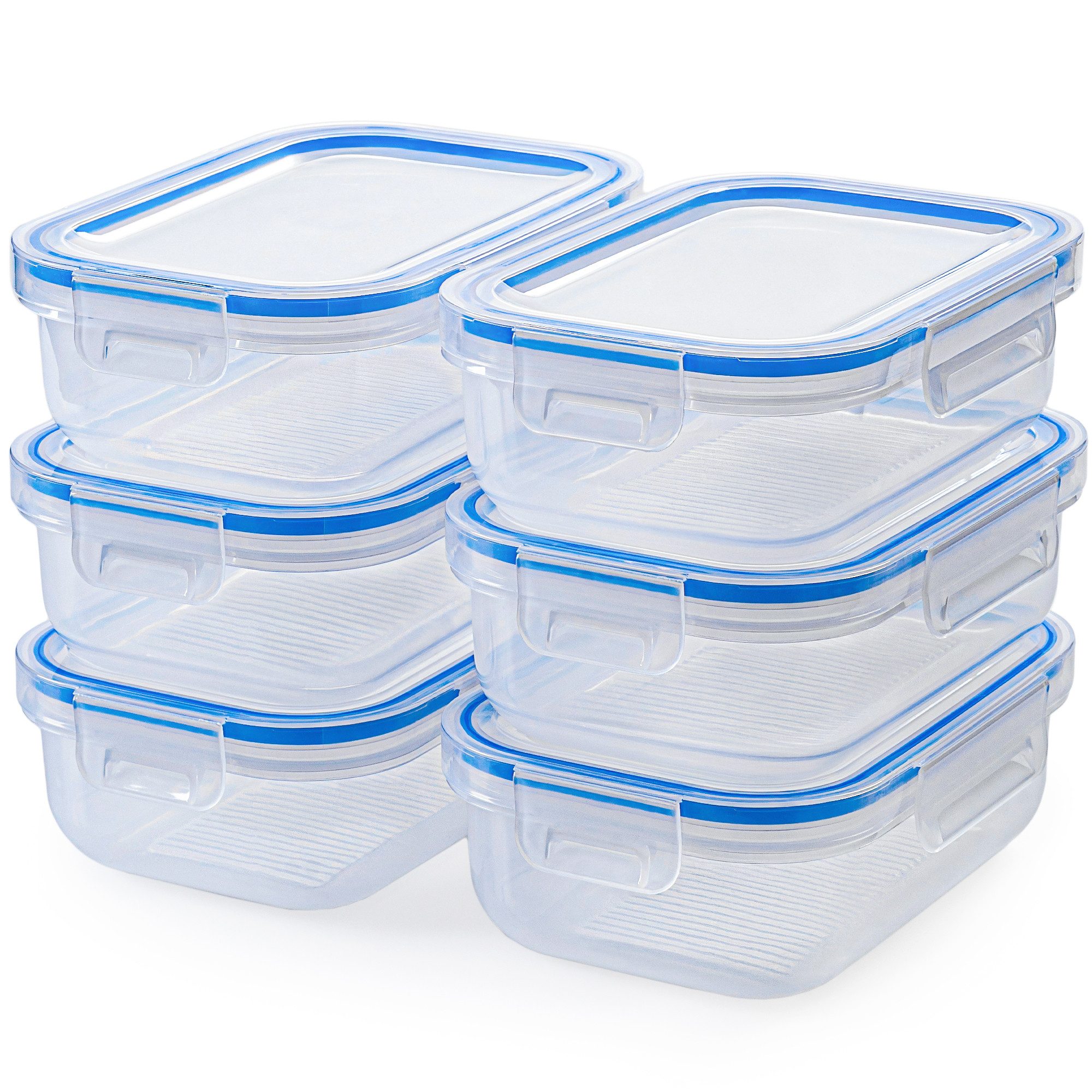 KONZEPT Frischhaltedose Set 1L mit Deckel,Kühlschrank Organizer Transparent, (6-tlg), Stapelbar, Lunchbox Auslaufsicher lebensmittelechtem Kunststoff