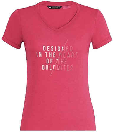 Salewa T-Shirt »SALEWA Slash DRI-Release T-Shirt sportliches Damen Lauf-Shirt Alltags-T-Shirt mit Frontprint Rosa/Rot«