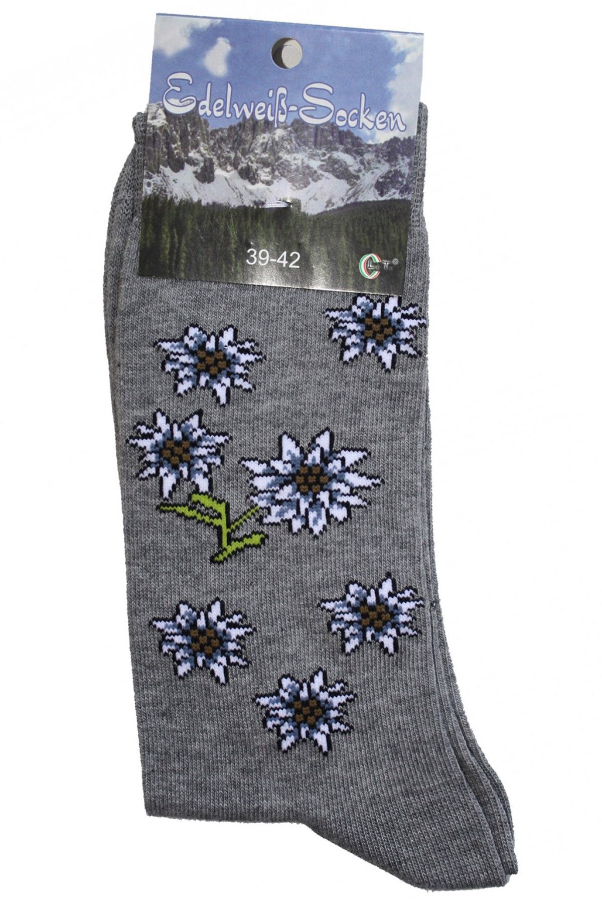 German Wear Trachtensocken GW215 Trachtensocken Edelweiß-Socken Blütenmuster Kurze socken