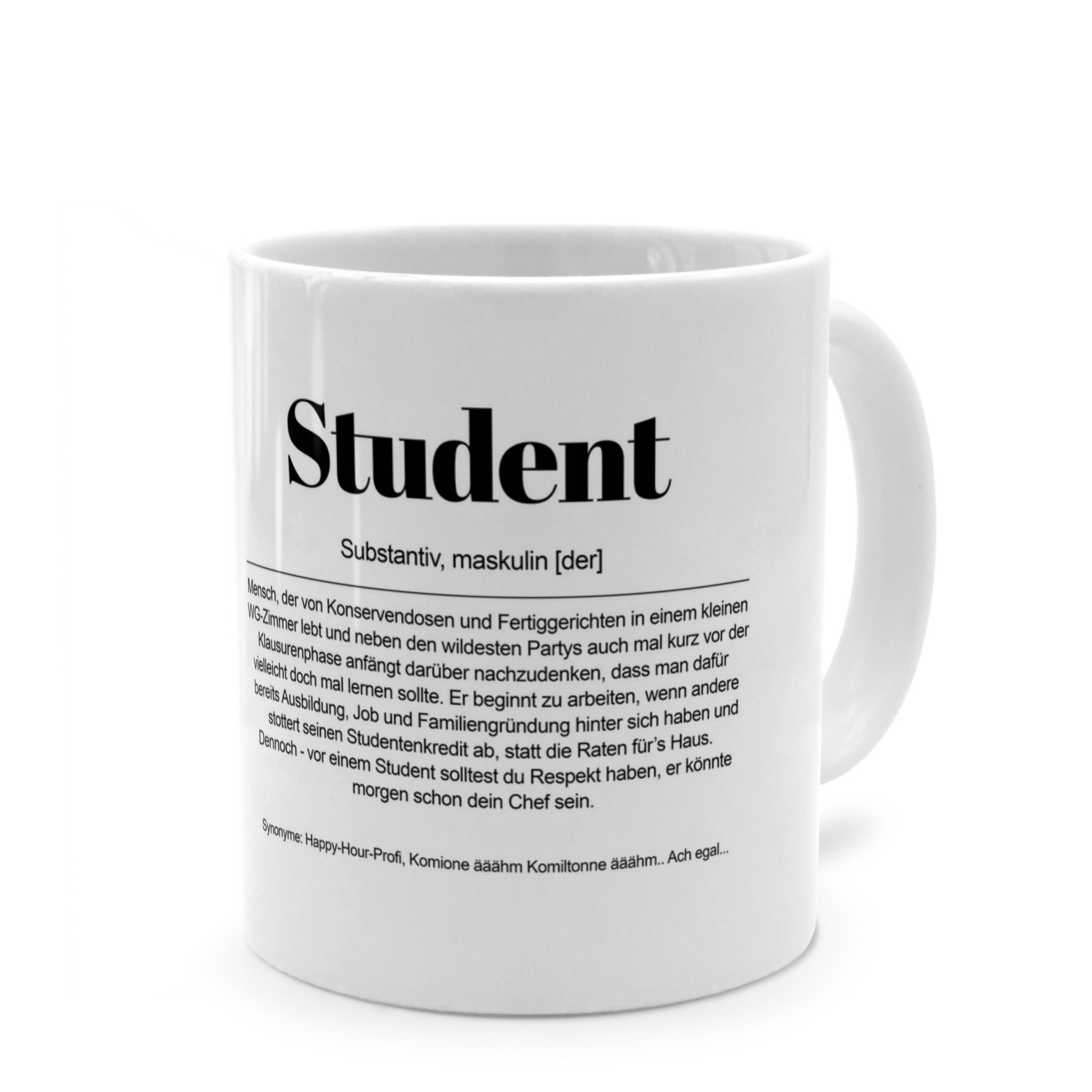 PhotoFancy Tasse mit Definition 'Student' - Tasse mit Spruch, Tasse Standard - Weiß