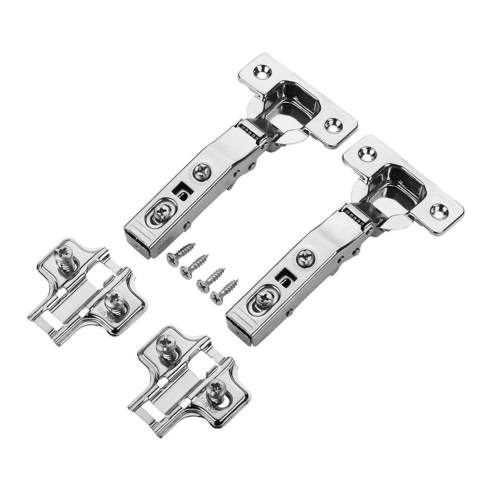 SO-TECH® Möbelbeschlag Topfband T45 100 Grad gedämpft Softclose Edelstahl (2 St), Eckanschlag, inkl. Kreuzmontageplatte und Schrauben
