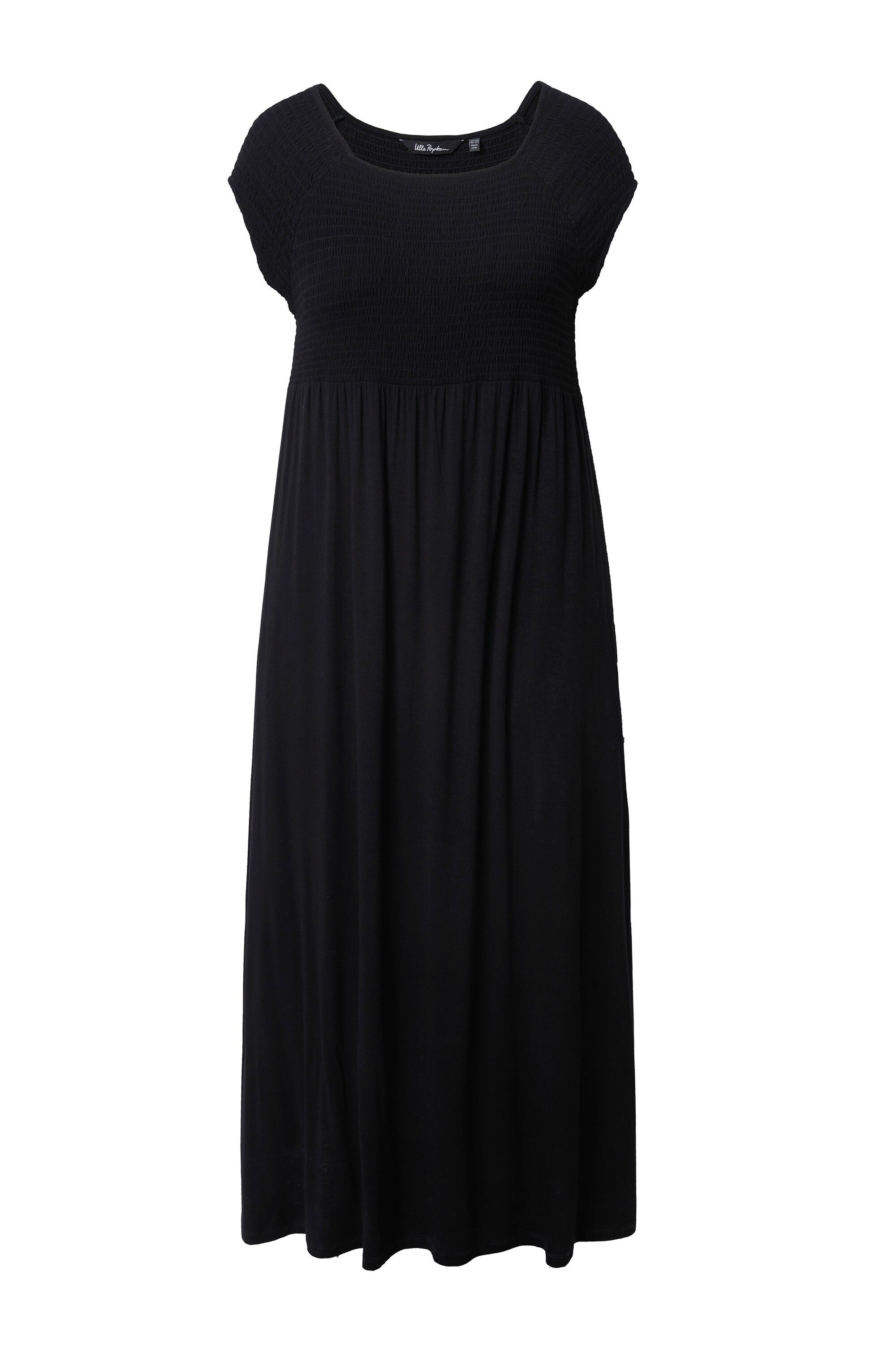 Ulla Popken Maxikleid Kleid A-Linie gesmokt Carré-Ausschnitt Halbarm günstig online kaufen