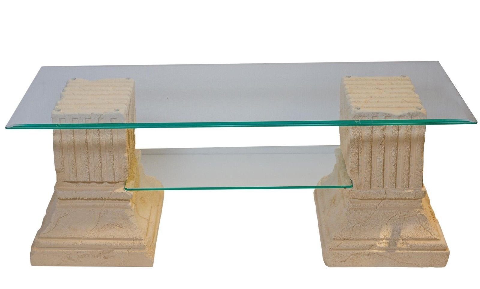 Antiker Couchtisch Tisch Antikes Wohndesign Glastisch Säulen Wohnzimmertisch Couchtisch Steinmöbel