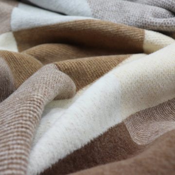 Wohndecke Pure Cotton Karo beige, karierte Baumwolldecke in 150x200, Biederlack, Made in Germany,nachhaltig produziert