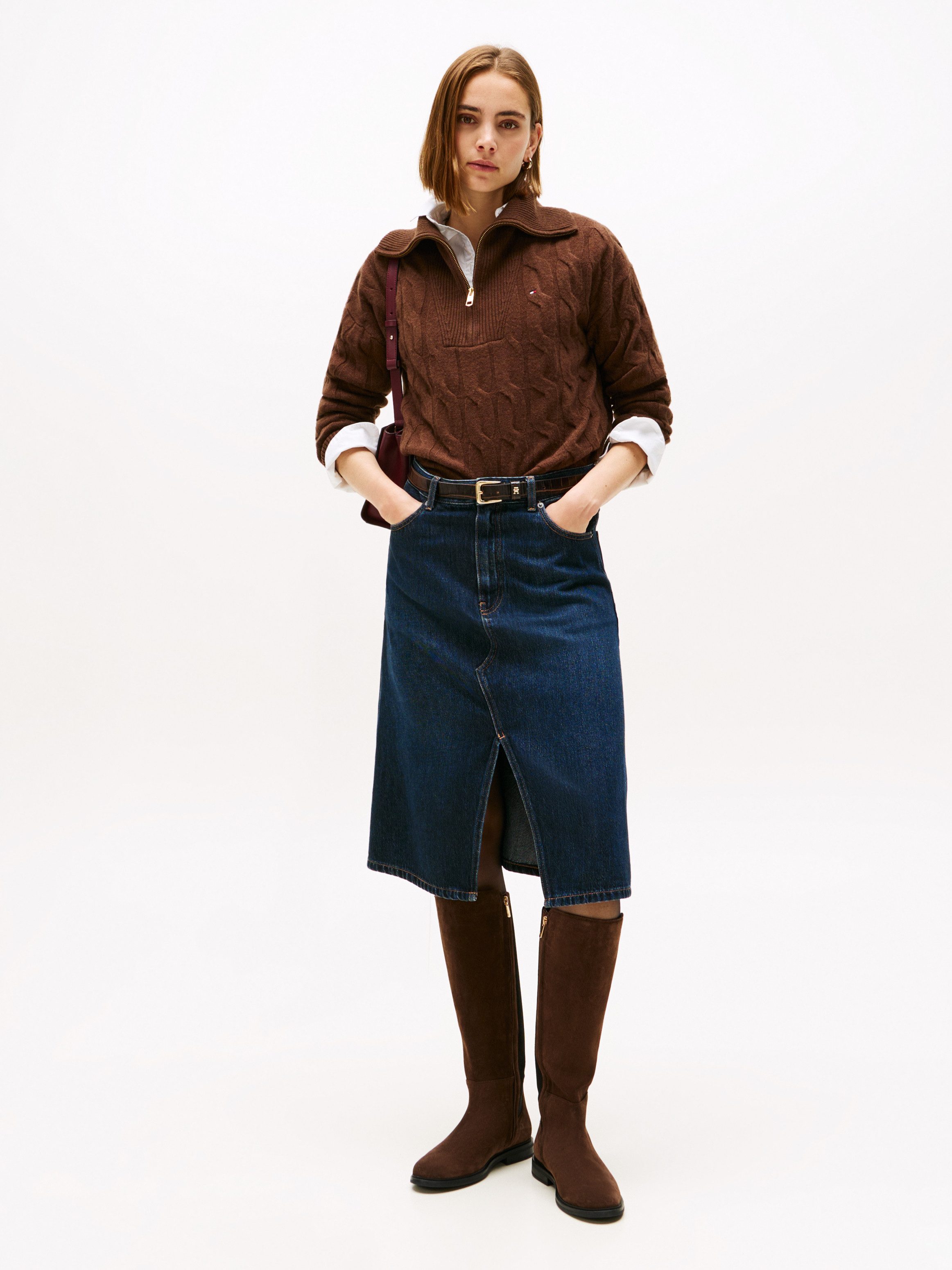 Tommy Hilfiger FLAG SUEDE LONG BOOT Stiefel, Langschaftstiefel, Reißverschlussstiefel mit Logoflaggen-Detail