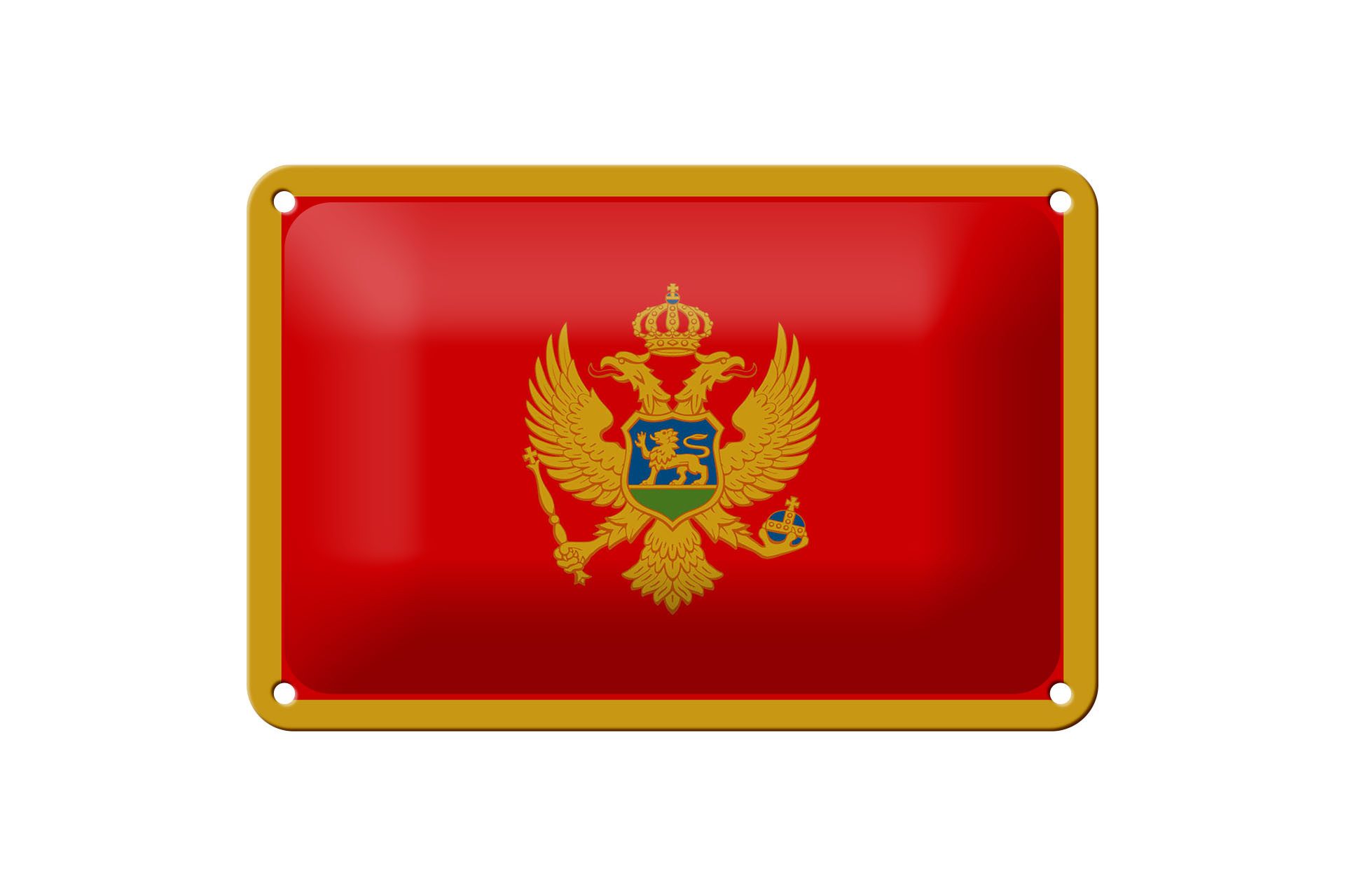 Femer GmbH Metallschild Flagge Montenegros 18x12cm Flag of Montenegro, (1 St), gewölbte Oberfläche, abgerundete Ecken, umgeschlagene Kanten