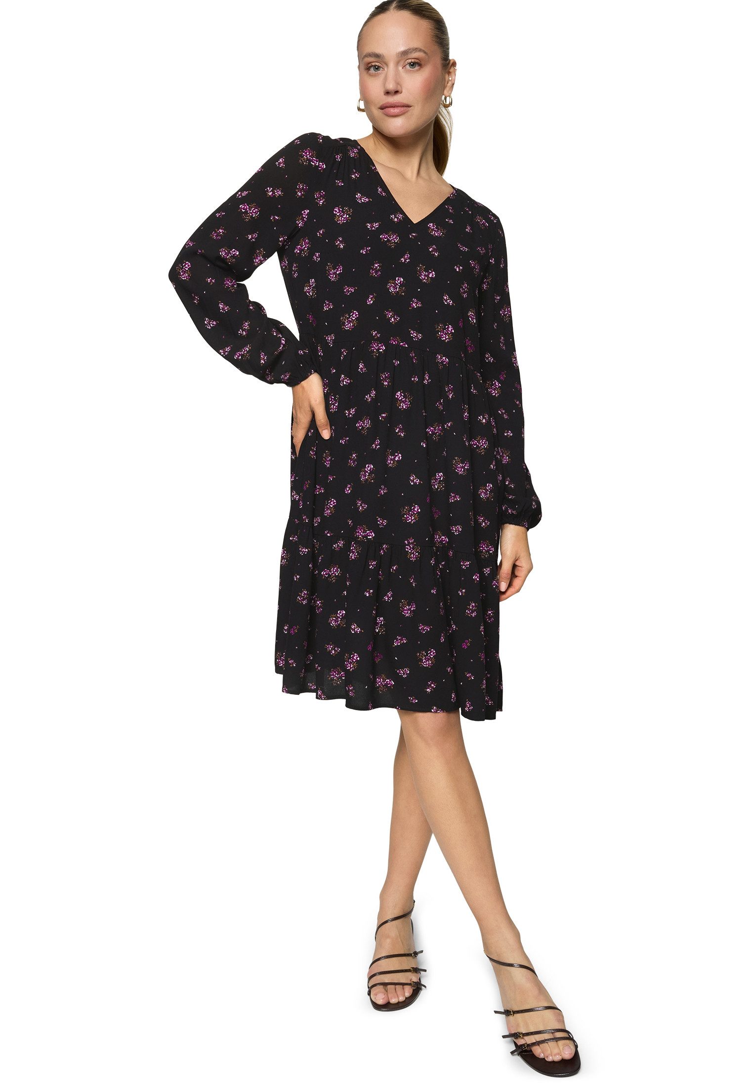 Zero Sommerkleid Damen mit Blumen drapiert / gerafft