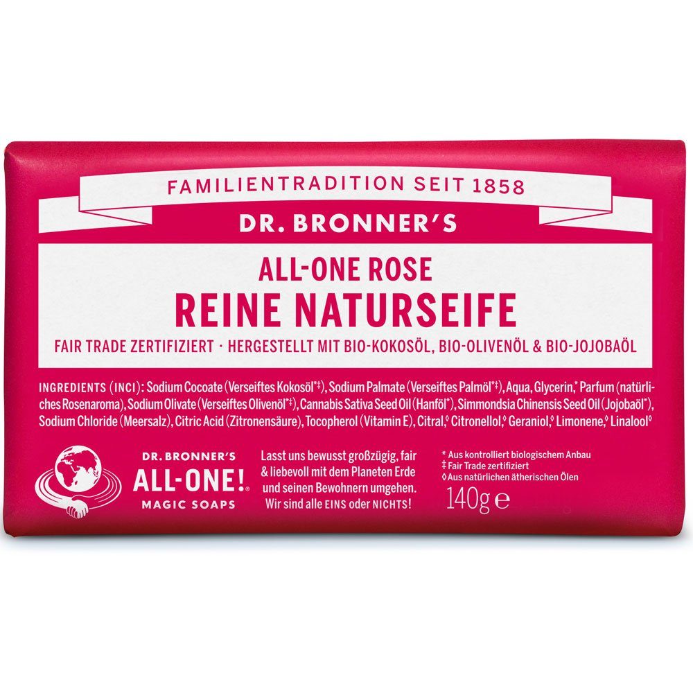 140 Naturseife Reine Handseife Bronners Rose, g Dr.