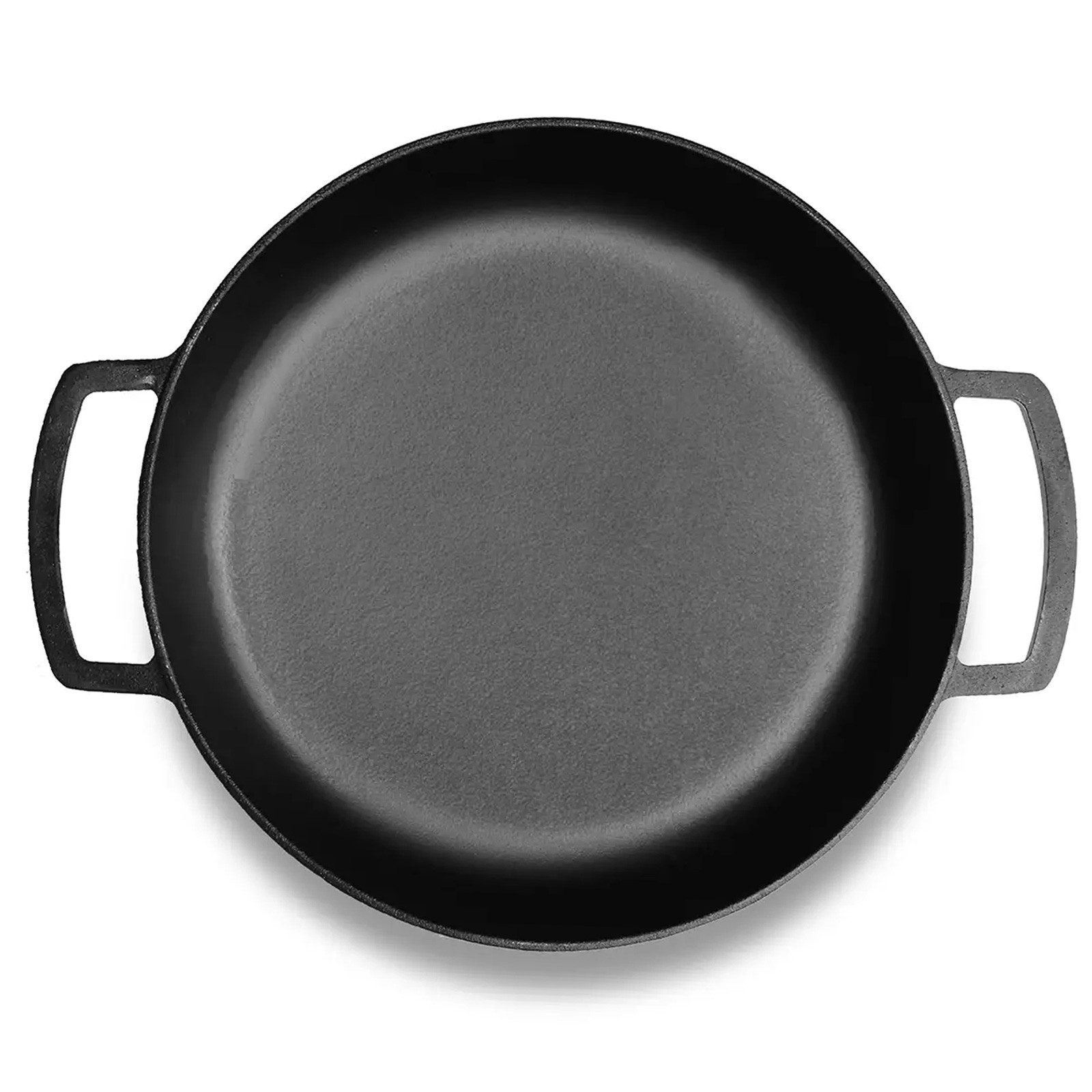 BIG-PAN Steakpfanne Ø36cm Bratpfanne Gusseisen Schmortopf zwei Griffe, Gusseisen