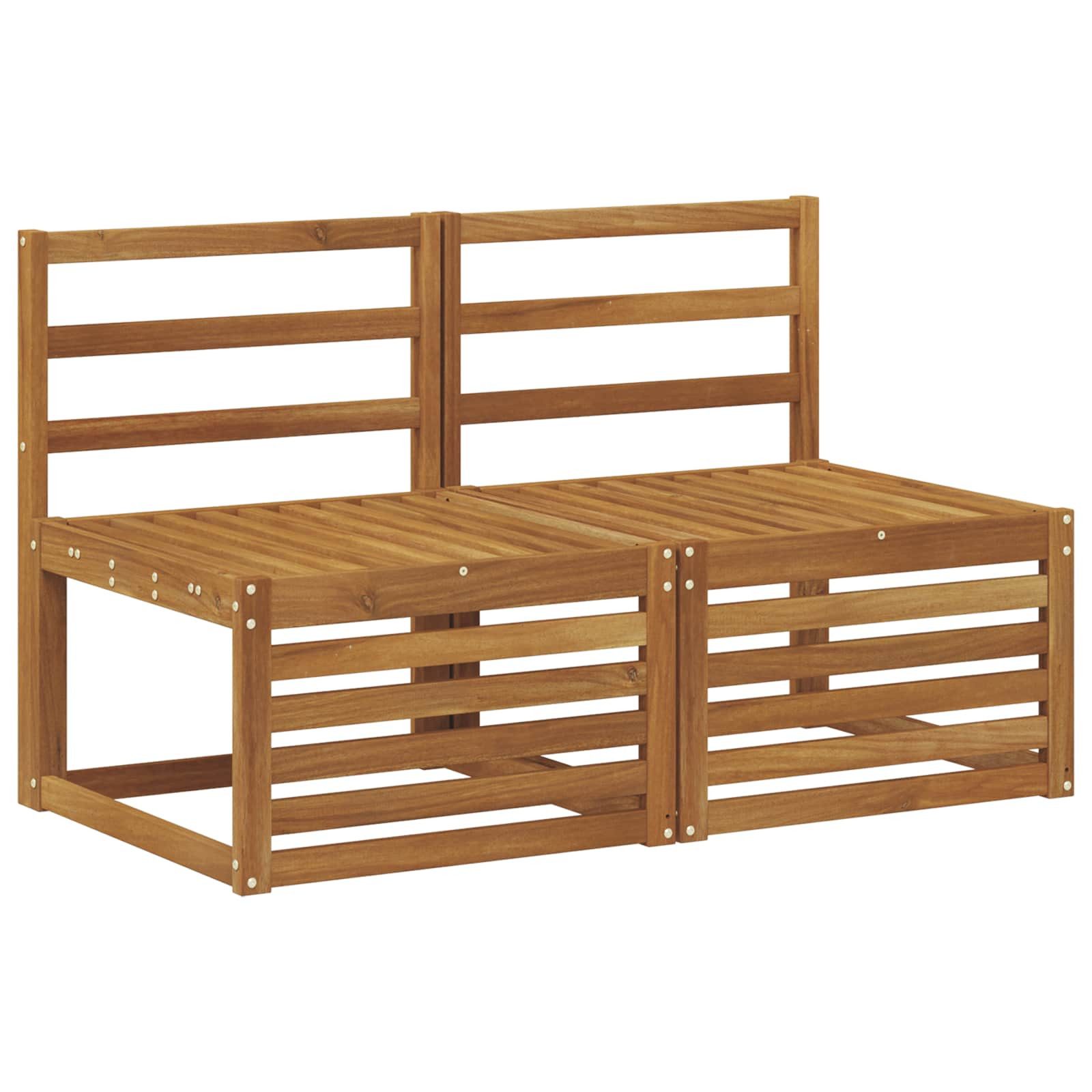 vidaXL Sofaelement 2 Stück Outdoor Mittelsofa Massivholz Natur (2 St)