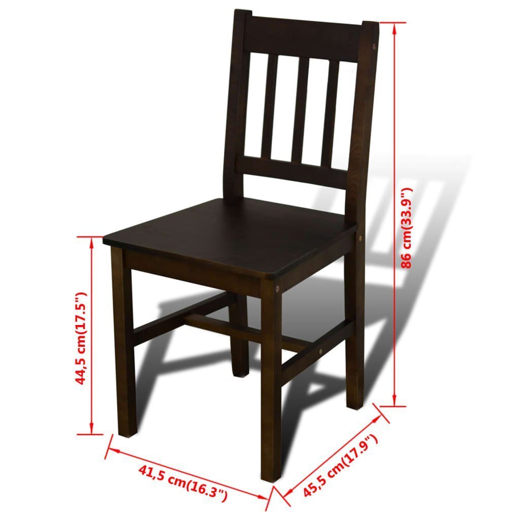Sitzgruppe Stühle),aus 4 DOTMALL Esszimmerset Kiefernholz, (5-tlg., Stabile 1 Tisch, Braun