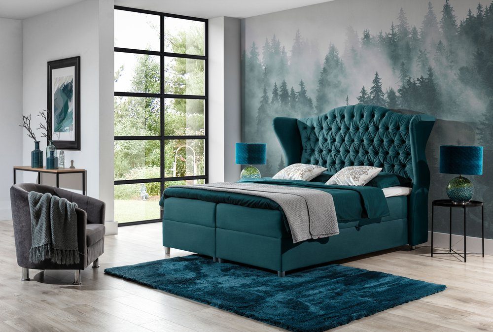 99rooms Boxspringbett Adele (Schlafzimmerbett, Bett), mit Taschenfederkern Matratze, Topper, Bettkasten, Kopfteil gepolstert