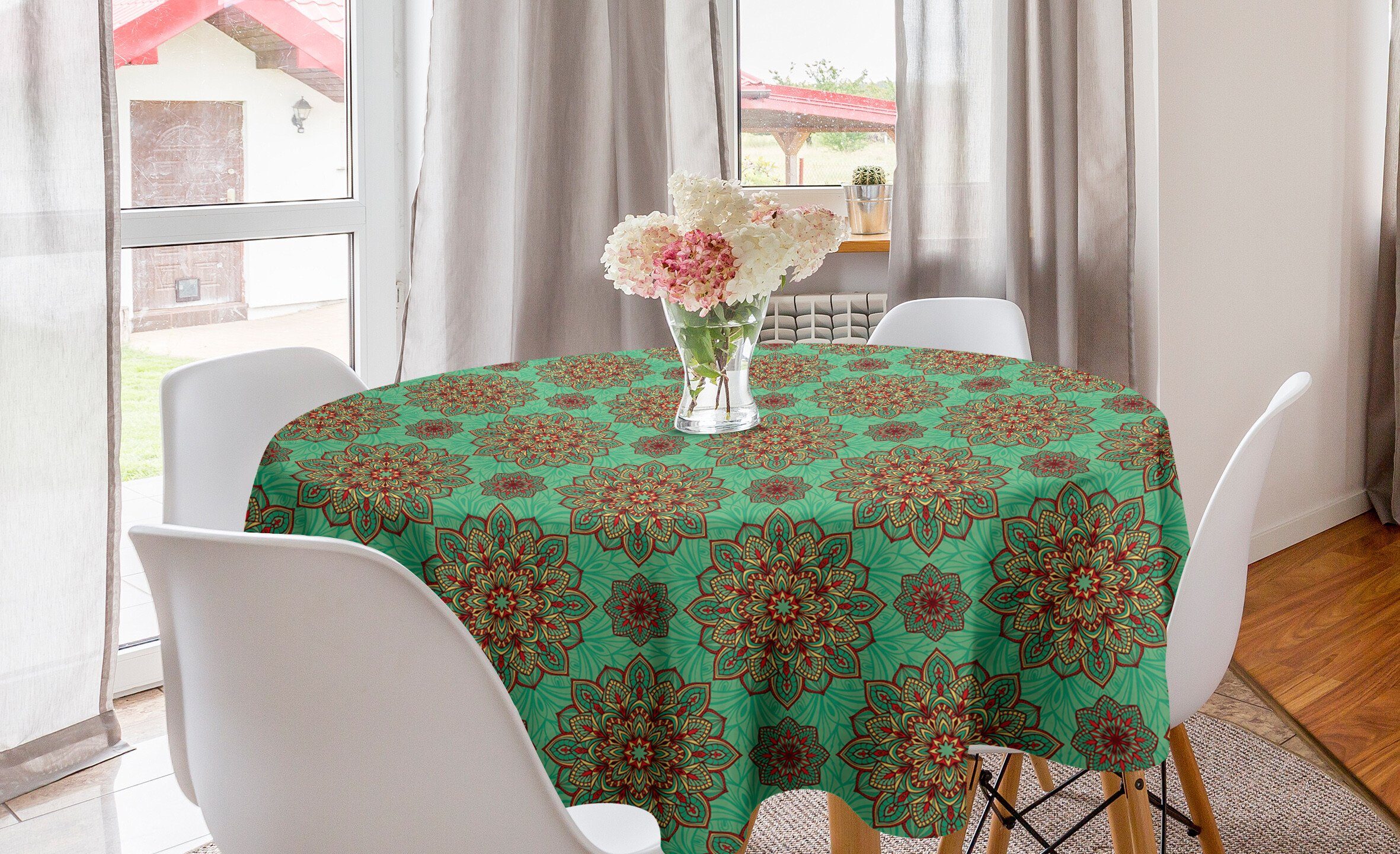 Abakuhaus Tischdecke Kreis Tischdecke Abdeckung für Esszimmer Küche Dekoration, Geometrisch Mandala