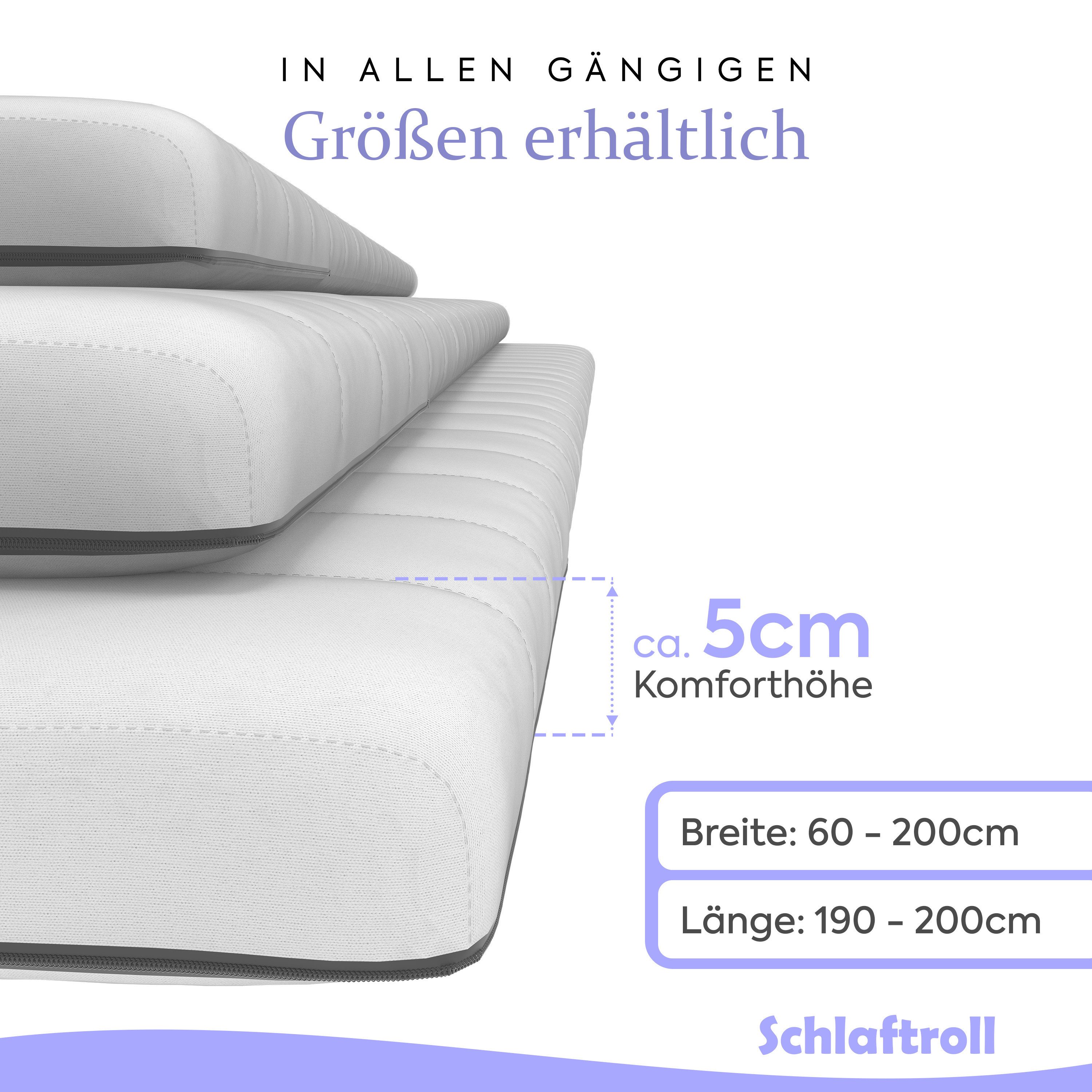 Schlaftroll, Topper Kaltschaum Topper H3. 5 cm hoch. ergonomisch. waschbarer Bezug 60 °C, OEKO-TEX® Standard 100 Zertifikatsnummer 13.0.33723. für Matratzen