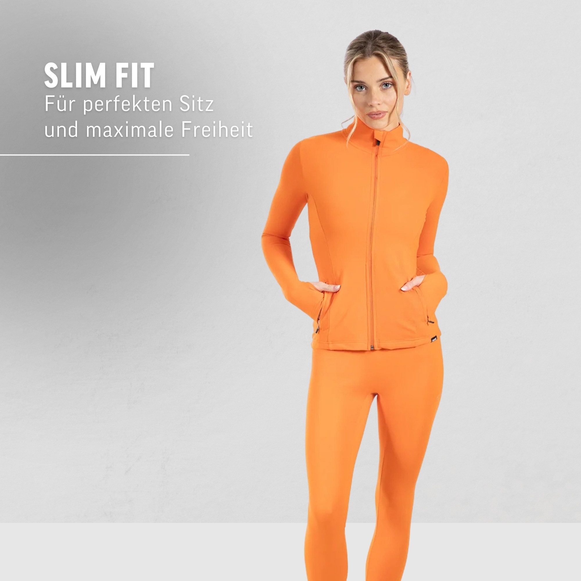Smilodox Trainingsjacke Kenna, Sportjacke mit tailliertem Schnitt, Windbreaker Laufjacke Sport Oberteil Daumenlöcher Activewear Atmungsaktiv Freizeit Fitness