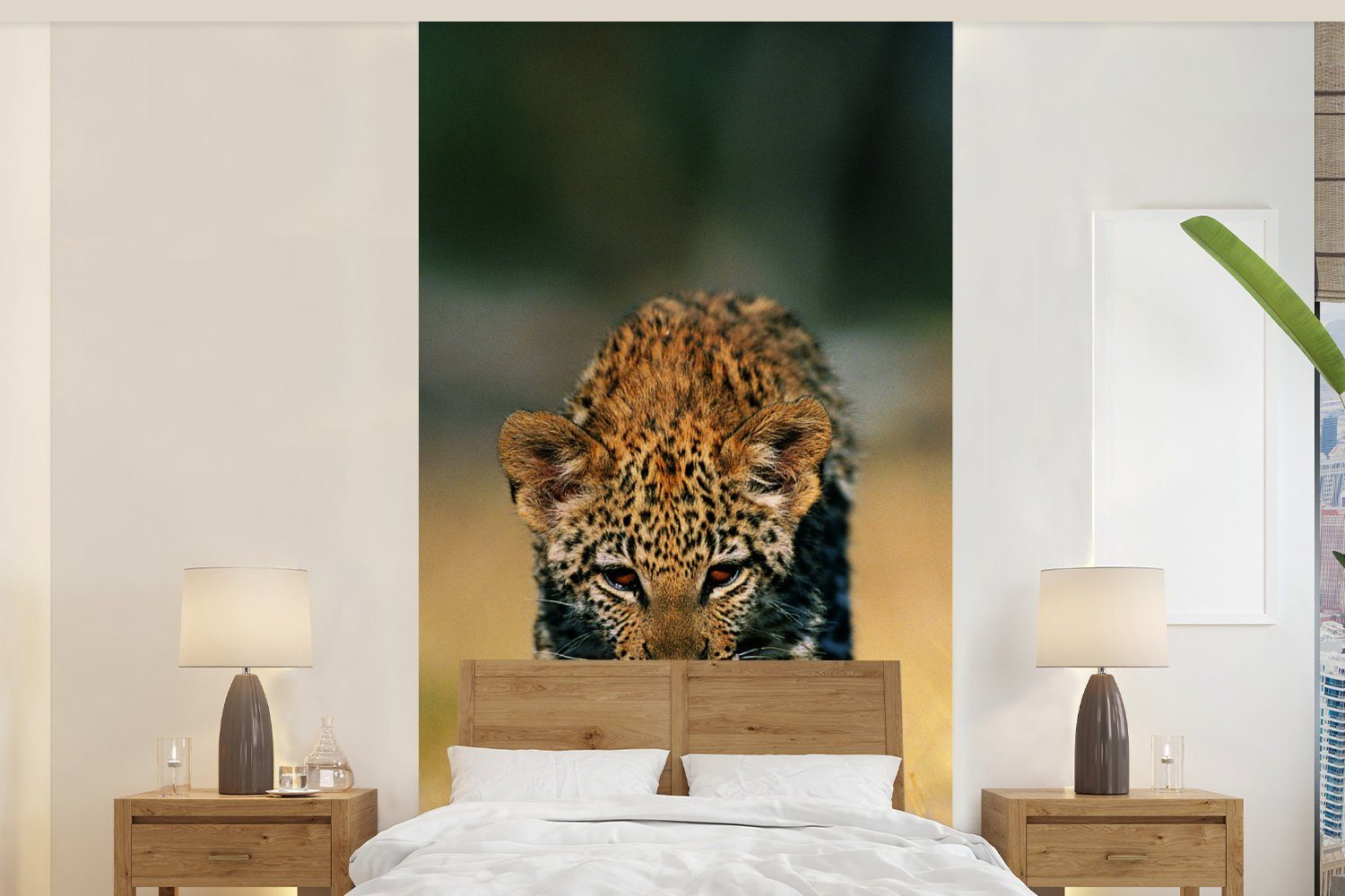 MuchoWow Vliestapete Leopard St), Makro Matt, für Gras, Fototapete - - bedruckt, Fototapete (2 Küche, Schlafzimmer Wohnzimmer