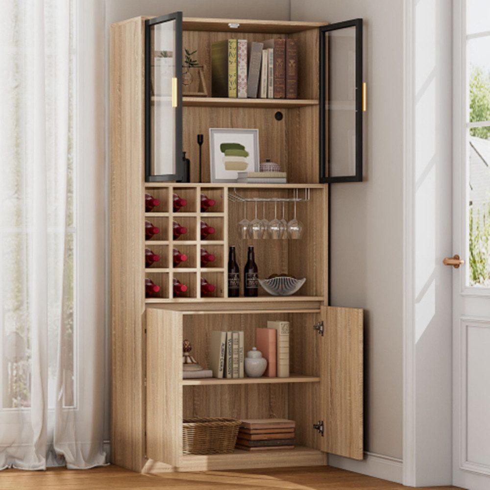 XDeer Vitrine Vitrine,Spirituosenschrank,Vitrine Vitrinenschrank mit Glastüren und Beleuchtung,180 CM