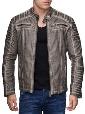 RedBridge Lederimitatjacke Red Bridge Herren Biker Jacke Kunst- Lederjacke Bikerjacke Grau S