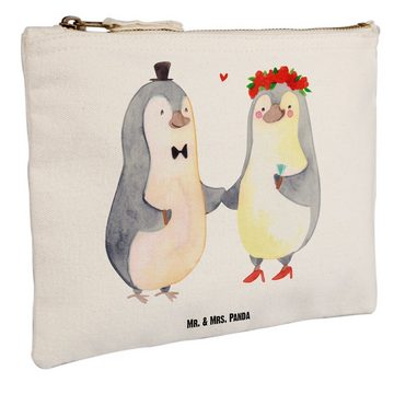 Mr. & Mrs. Panda Kosmetiktasche Grösse XL Große Pinguin Heirat - Weiß - Geschenk, Schminktasche, Freu (1-tlg), Vielseitig nutzbar