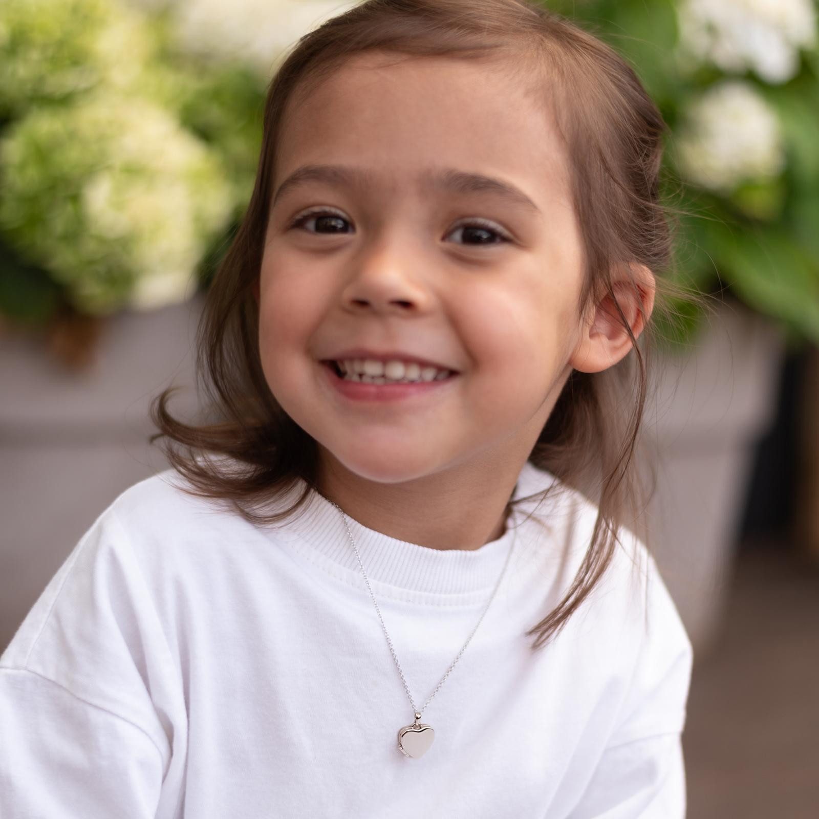 Amoonic Amulett Kinder-Medaillon zum Öffnen für Bilder Silber 925 Herzkette Mädchen (inkl. Schmucktäschchen), Anhänger aufklappbar befüllbar Foto Gold Rosegold vergoldet Geschenk