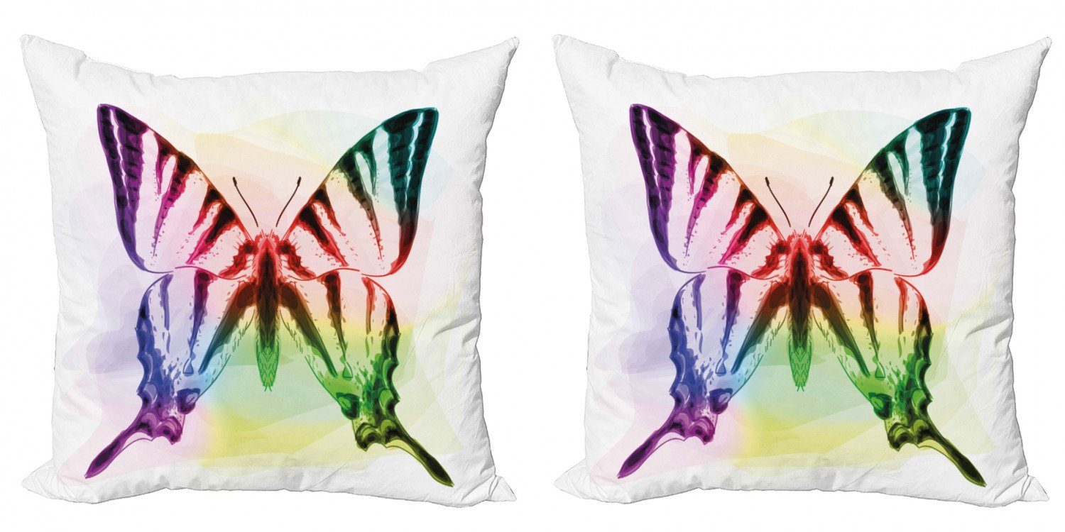 Kissenbezüge Modern Accent Doppelseitiger Digitaldruck, Abakuhaus (2 Stück), Schwalbenschwanz Schmetterlings-Regenbogen