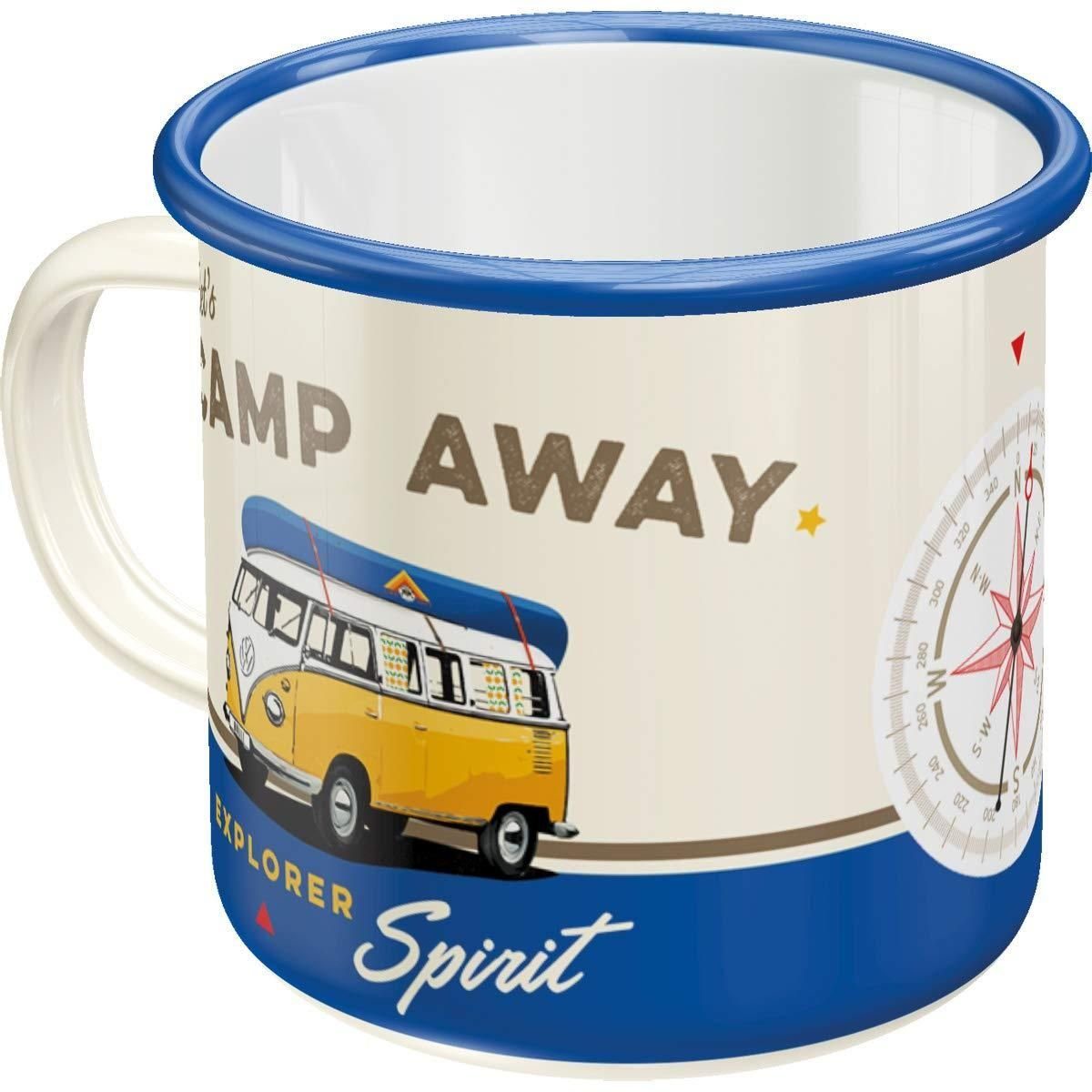 Tasse Emaille-Becher - Volkswagen - VW Bulli - Let's Camp Away