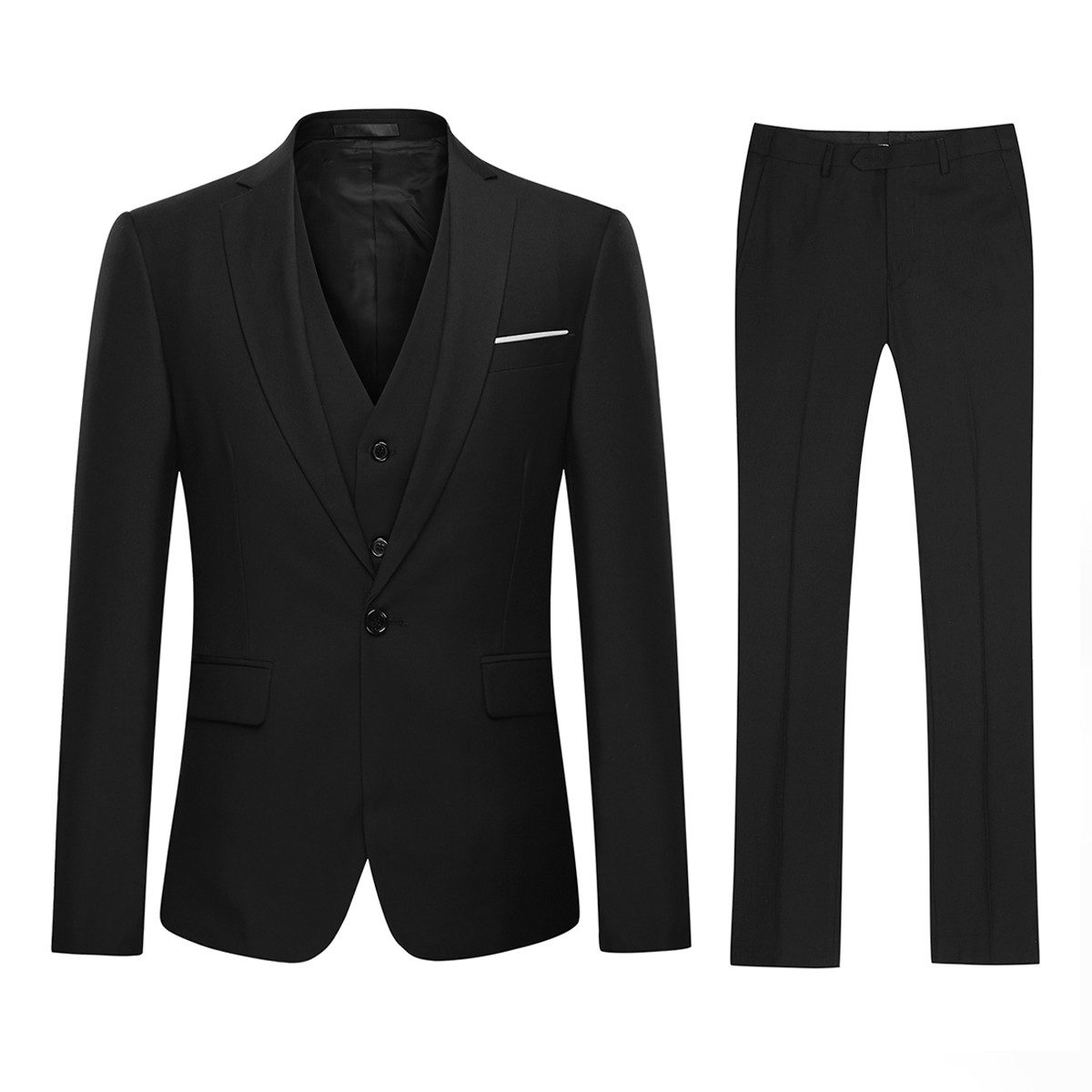 Allthemen Anzug (3 tlg, Sakko & Weste & Hose) Slim Fit für Hochzeit
