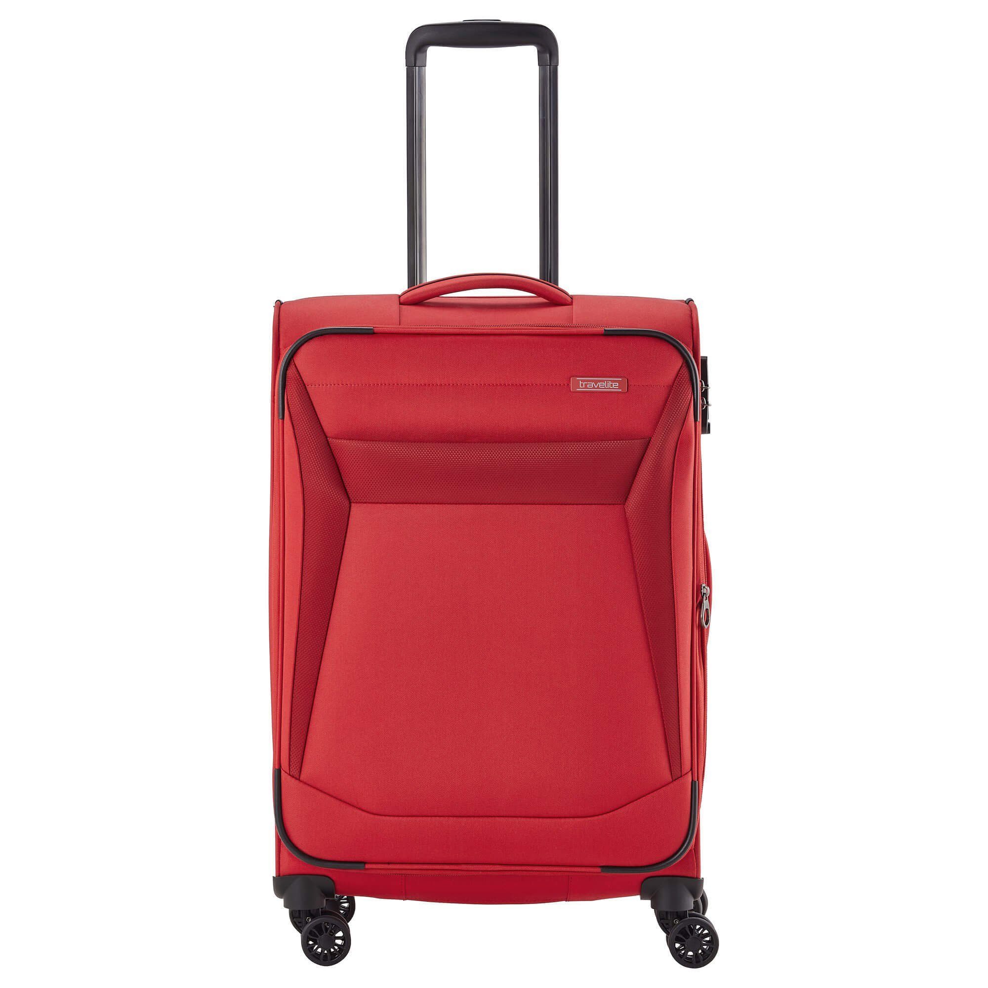 travelite Trolley Chios - 4-Rollen-Trolley M 67 cm erw., 4 Rollen rot