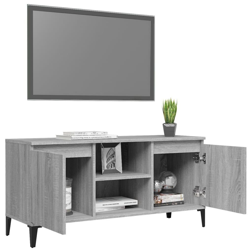cm Metallbeinen furnicato TV-Schrank 103,5x35x50 mit Sonoma Grau
