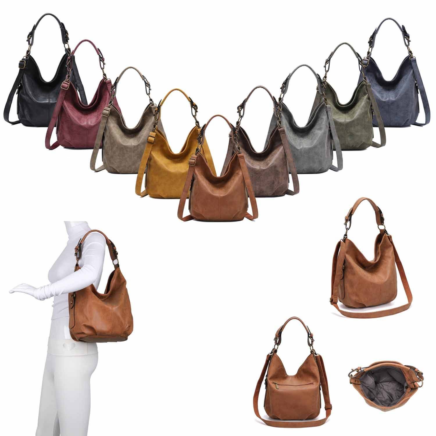 ITALYSHOP24 Schultertasche DAMEN SHOPPER Hobo Bag Umhängetasche Handtasche günstig online kaufen