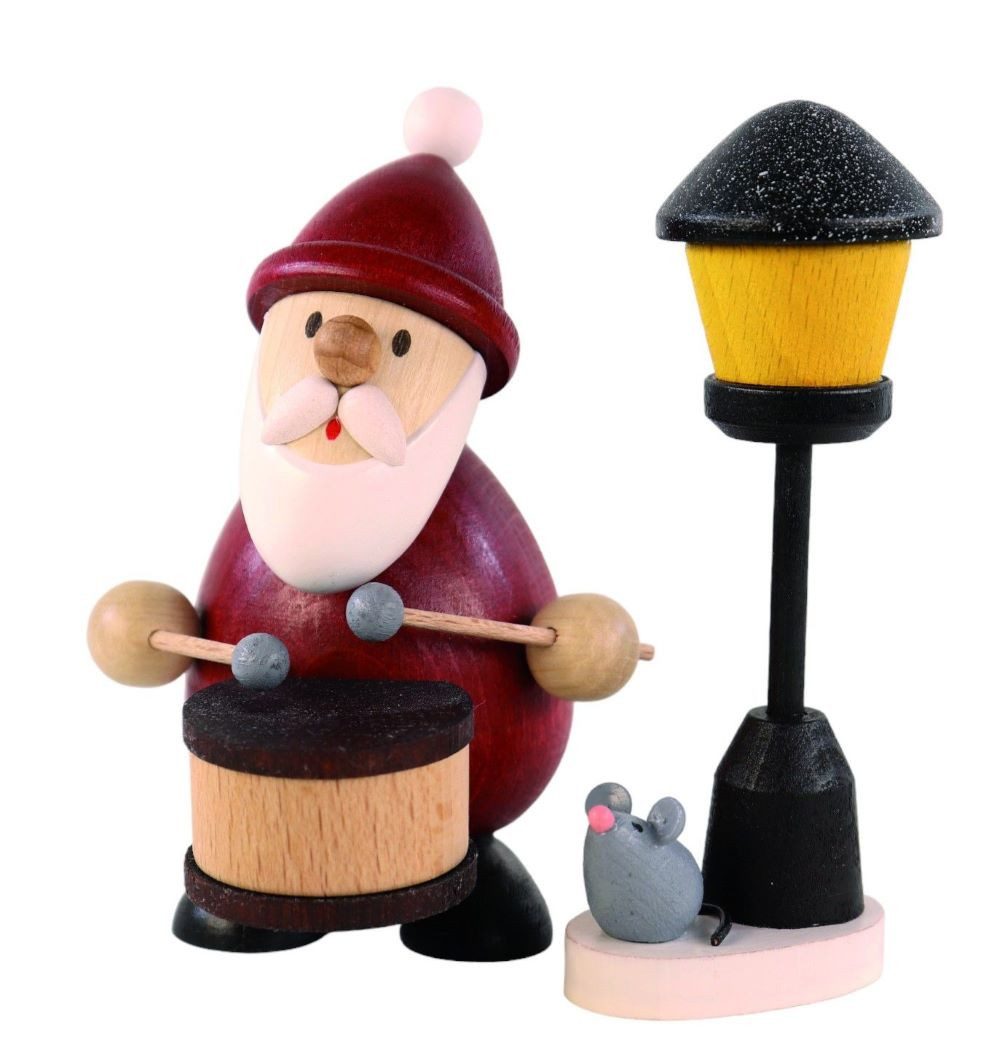 Ullrich Kunsthandwerk Weihnachtsmann Geschenkset mit Trommel und Laterne