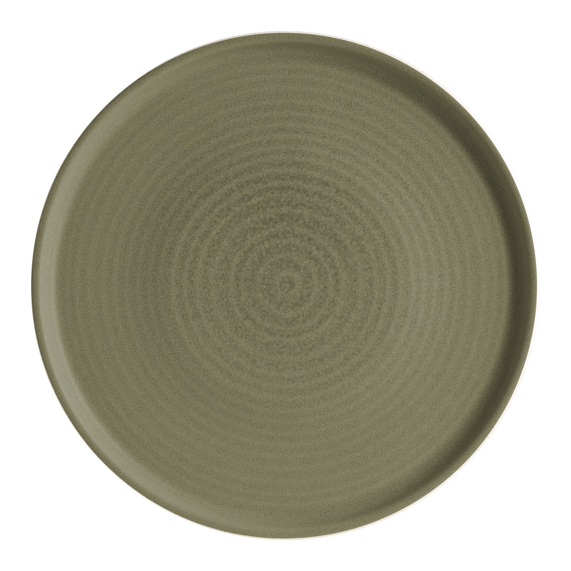 Bonna Teller-Set Adelfa Ripple flach Ø 28 cm, Robustes Porzellan, Grün (6-tlg), Porzellan, Spülmaschinen- & Mikrowellengeeignet