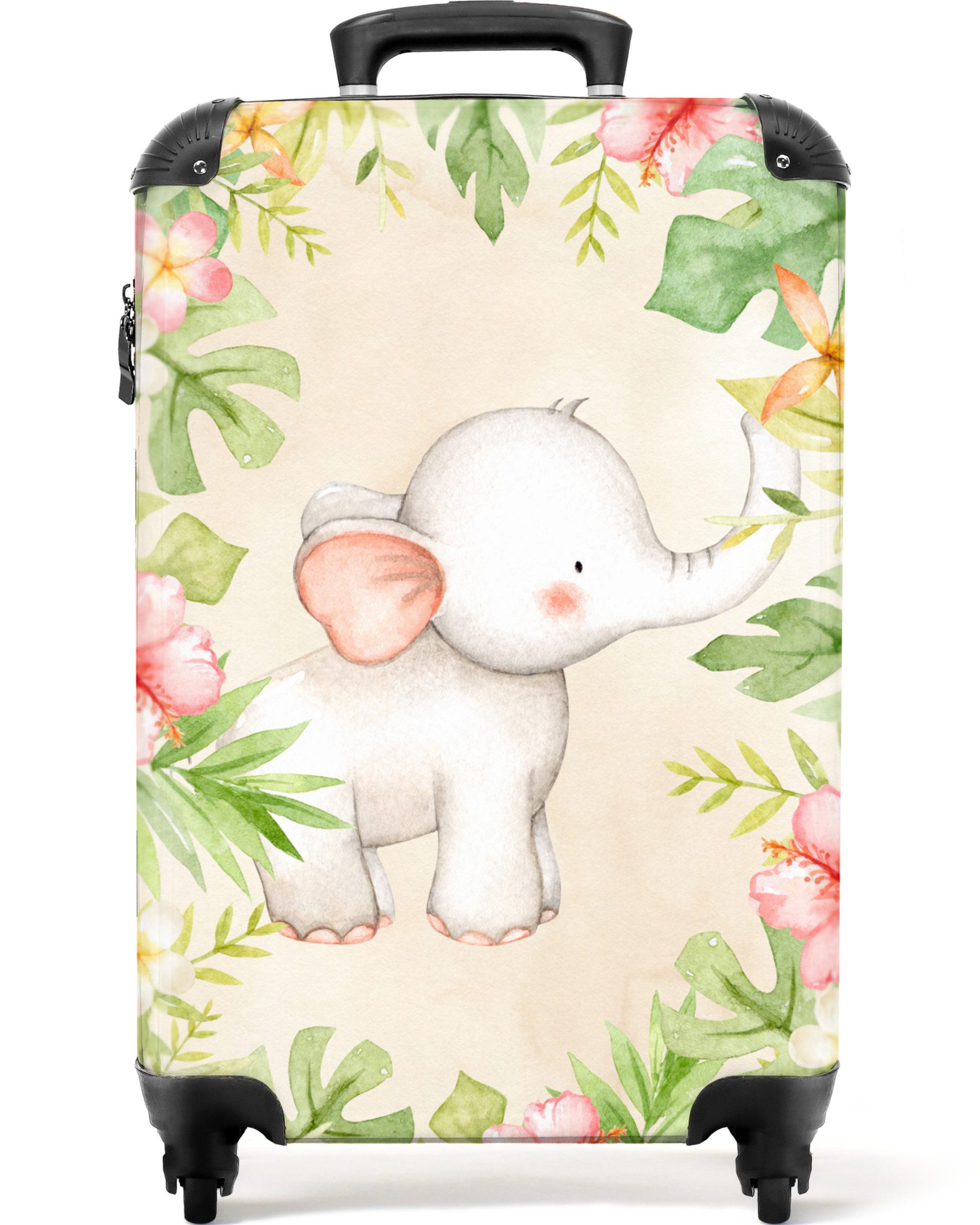 Kinderkoffer Elefant - Aquarell - Dschungel - Mädchen - Kinder 55x35x20cm