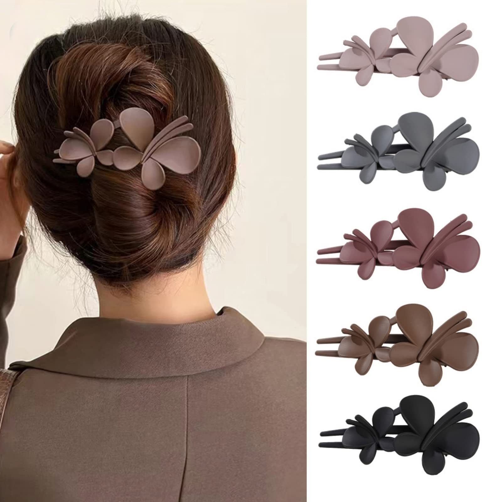Coonoor Haarspange 5 Stück Damen Französisch Elegant Rutschfeste Flache Haarklammern, für Alltag, Sport, Autofahren