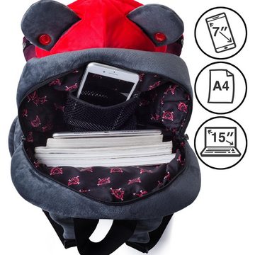 Corimori Rucksack Große Kuscheltier Plüsch Tasche (Einhorn und Bär), Flauschig, Backpack, Gothic, Kawaii Schulsachen, Kuscheltier, Motorrad