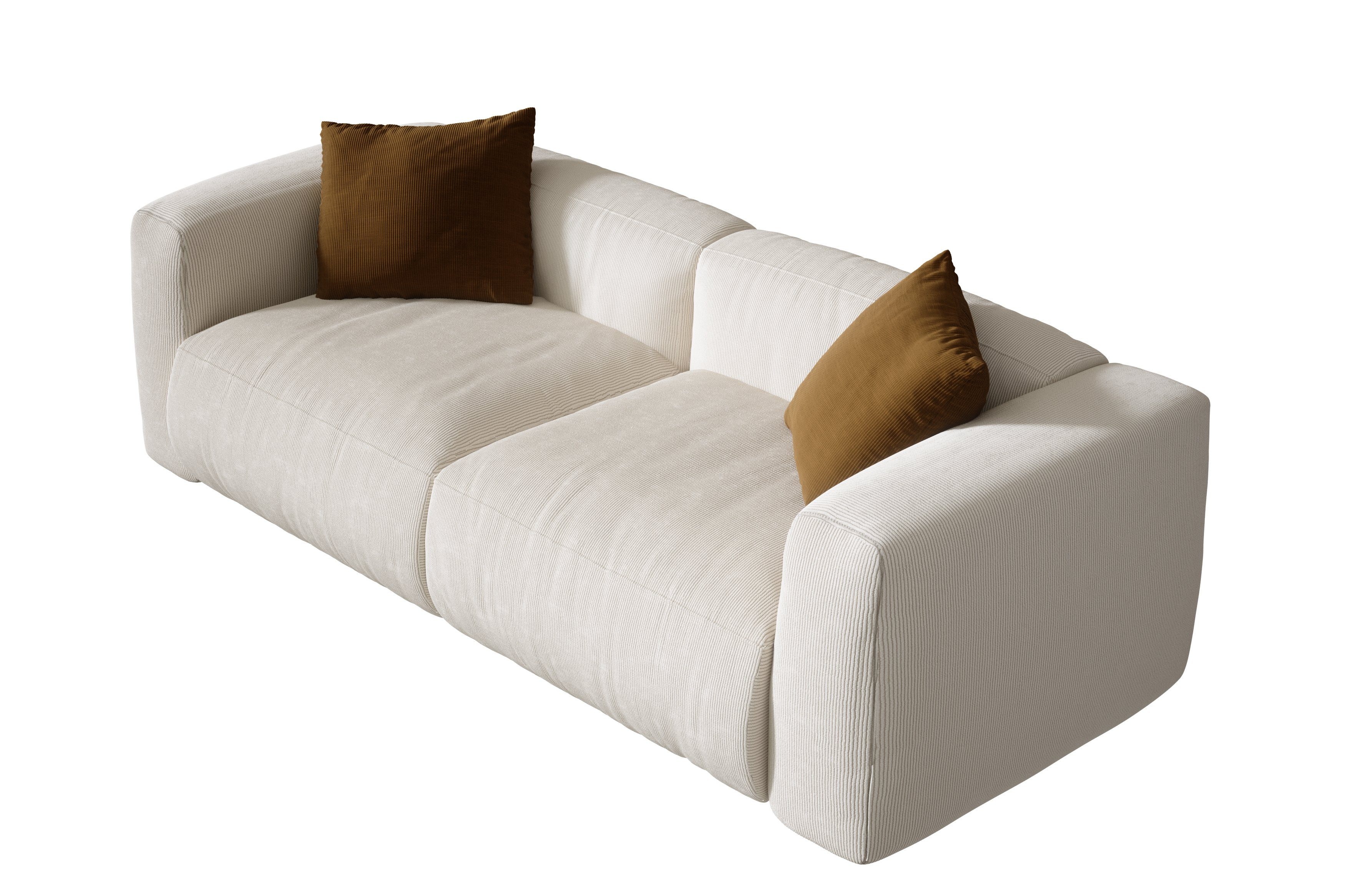 Sofa - / Cosy, und - Newroom creme cord beige Schaumkern Wellenfedern