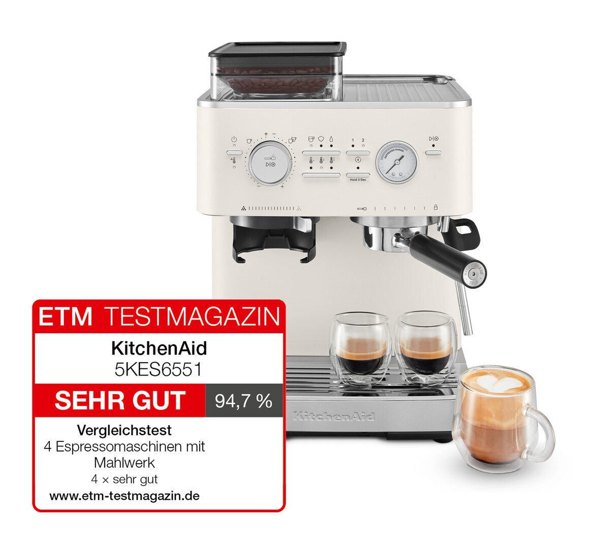 KitchenAid Espressomaschine 5KES6551EPL, Siebträger mit Mühle