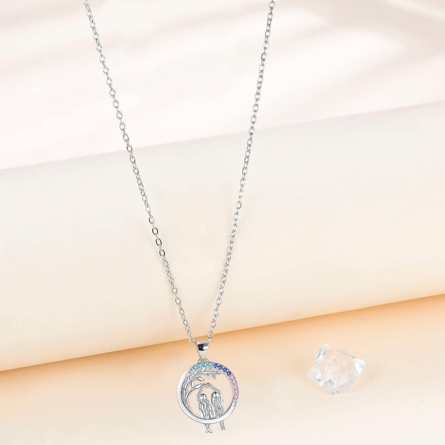 LuxusKollektion Kette und Anhänger Set Schwester Geschenke Kette 925 Sterling Silber Halskette Weihnachten