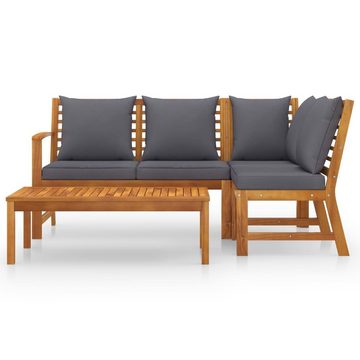 vidaXL Garten-Essgruppe 4-tlg Garten Lounge Set mit Auflagen Massivholz Akazie Holz Sitzgruppe