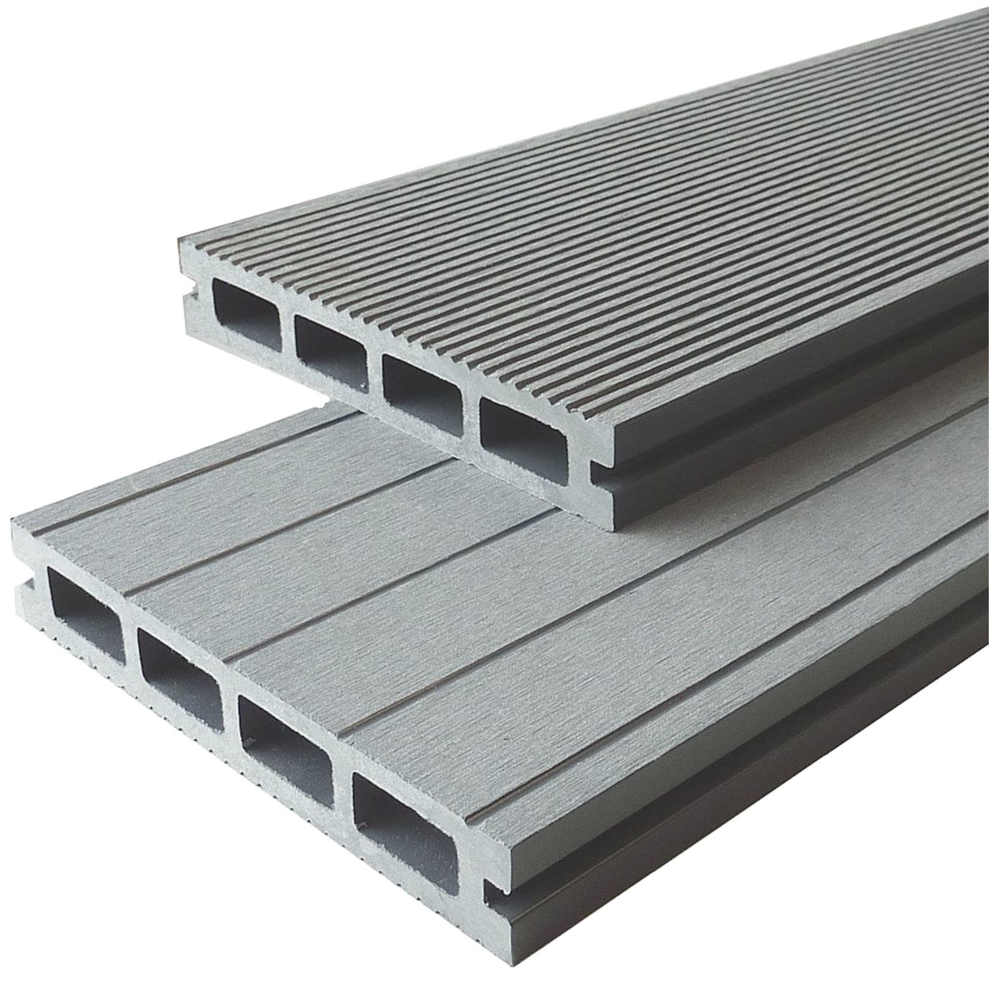 WPC Profi Terrassendielen WPC Terrassendiele Hohlkammer MUSTER 15 cm steingrau, (Hohlkammerdiele, Musterstück 15 cm)