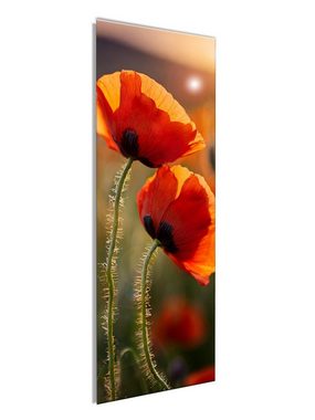 artissimo Glasbild Glasbild 30x80cm Bild aus Glas Wohnzimmer Mohnblumen Mohnblüten rot, Natur und Blumen: Mohn-Feld I