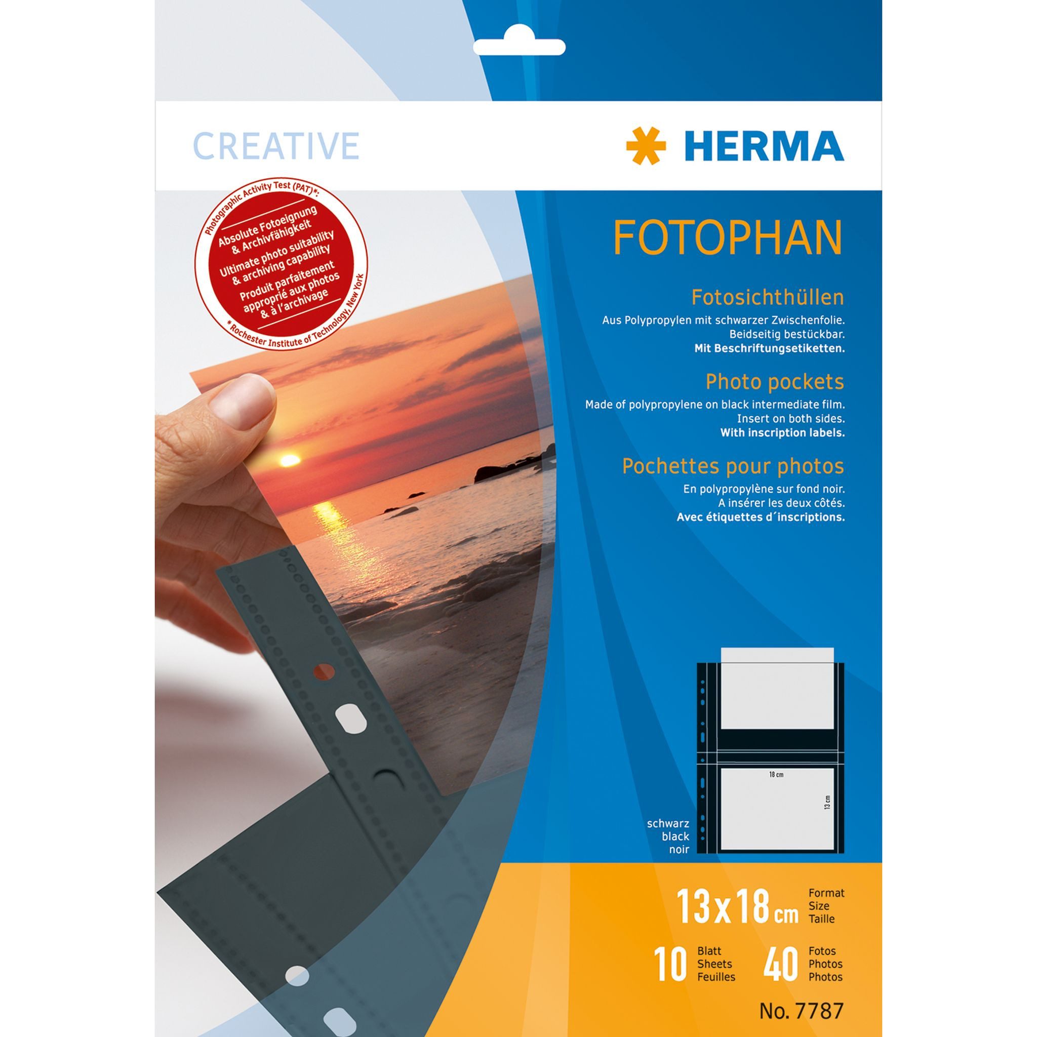 HERMA Fotoalbum Herma FOTOPHAN Fotosichthüllen PP für Fotos 13 x 18 cm quer schwarz