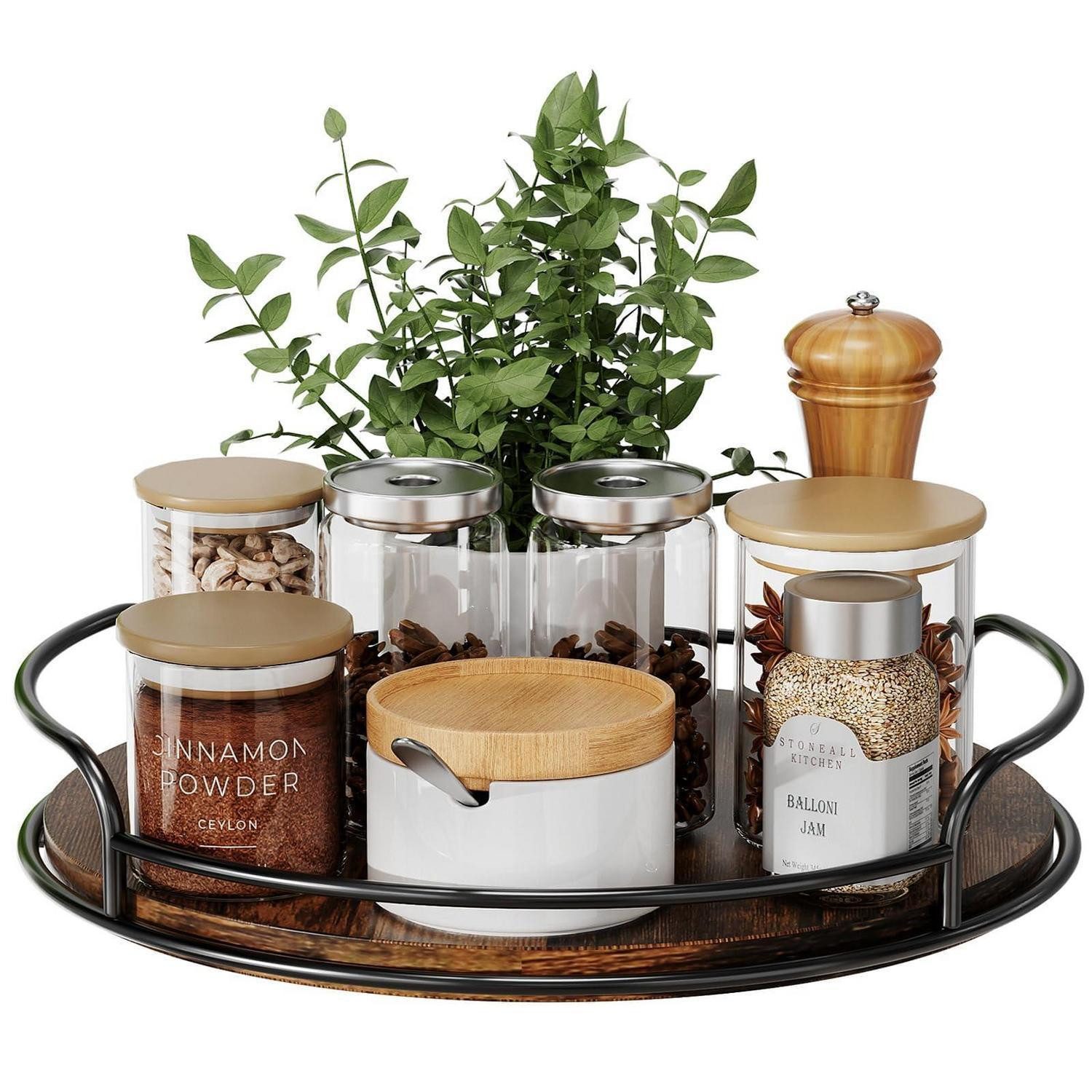 LuxusKollektion Gewürzregal Drehteller Holz Organizer 25.4cm, 1-tlg.