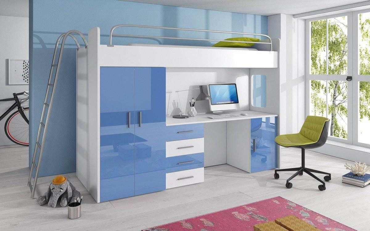 Luxusbetten24 Hochbett Kinderhochbett Study mit Schreibtisch, günstig online kaufen