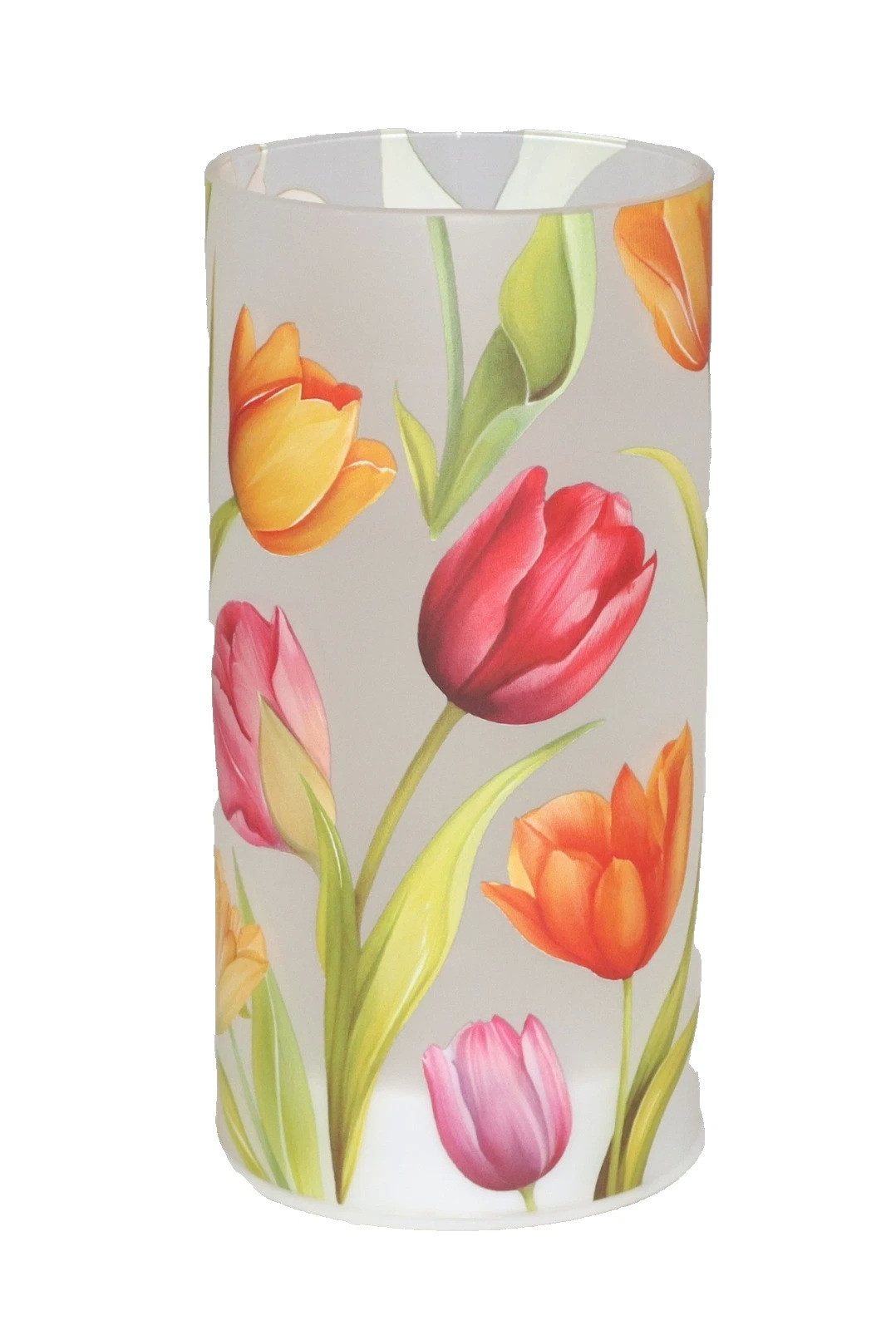 Kaufhaus le petit Windlicht Deko Glas Leuchter Blumen Tulpen Zylinder Lichtsäule Leuchtsäule, Teelichthalter Dekofigur Dekoskulptur Dekoobjekt